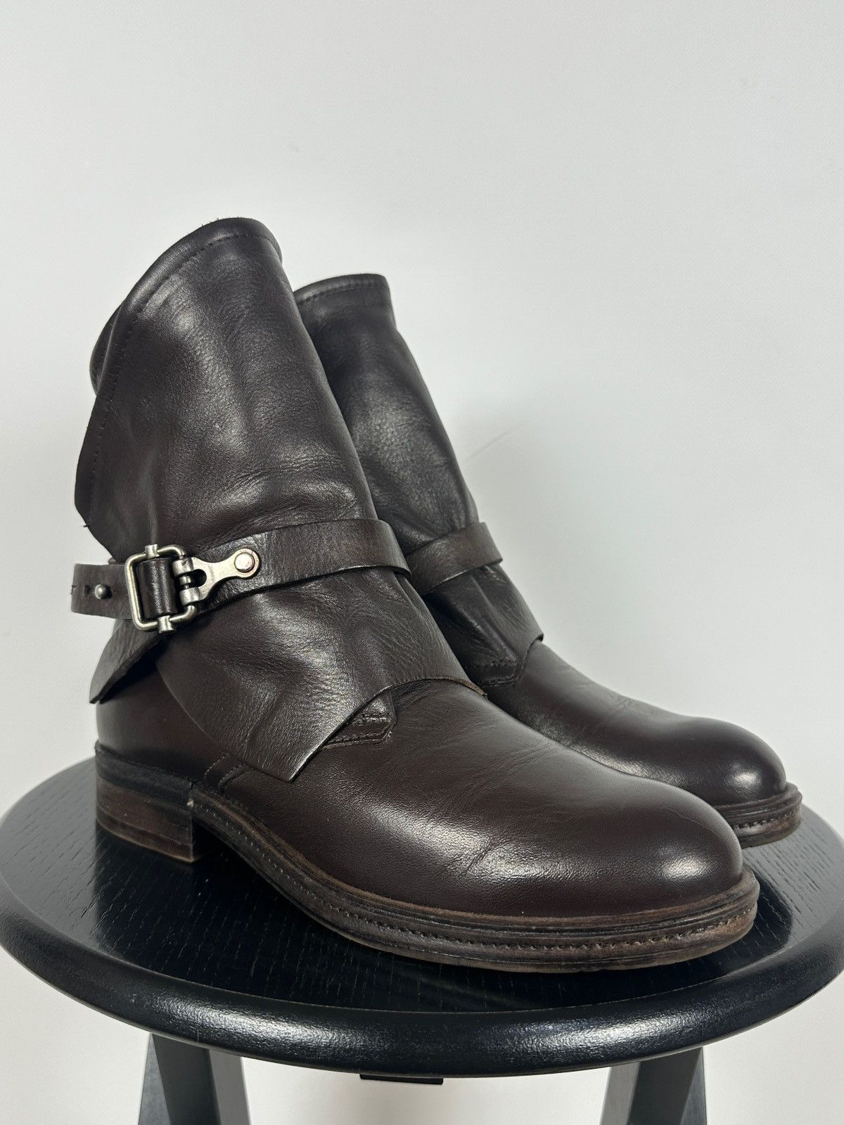 A.S.98 A.S.98. Airstep Brown Leather Biker Buckle Strap Ankle Boots Size US 8 / IT 38 - 11 Thumbnail
