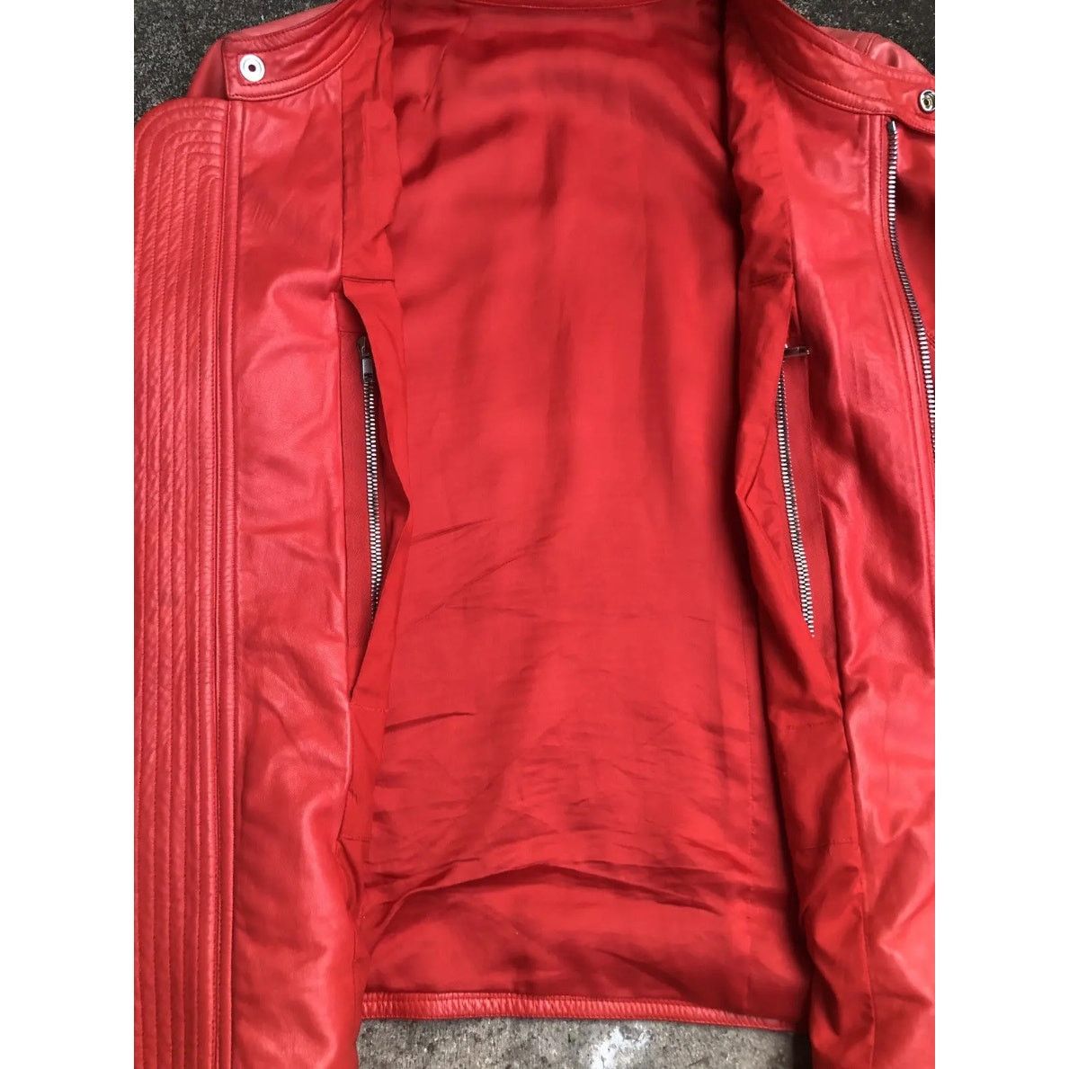 Rick Owens 🔴 Rick Owens Walrus Intarsia Leather Jacket - 50 Red Size US M / EU 48-50 / 2 - 7 Thumbnail