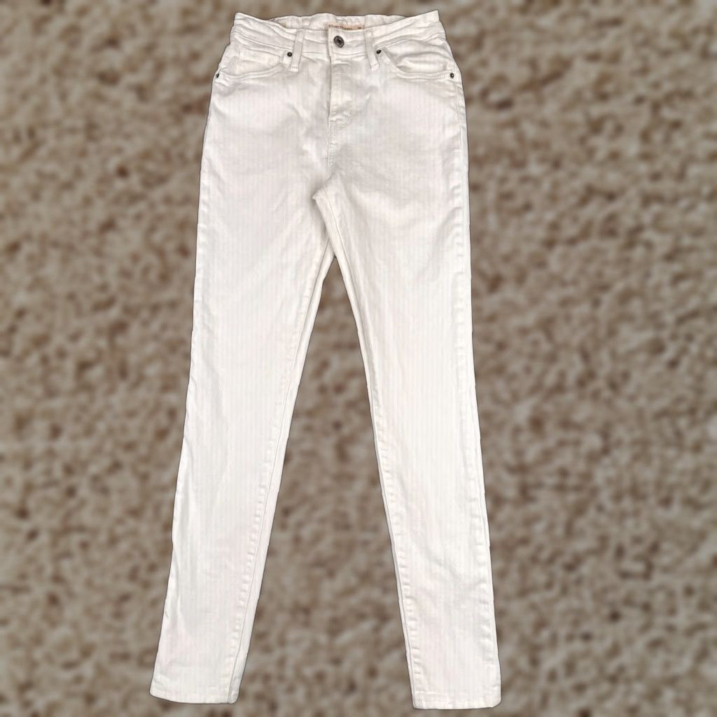 Levi's Levi's Jeans Women 26 White Denim Levi's 700 Series High Rise Skinny 26x30 Cotton Regular Denim Stretch Distressed 5-Pocket Solid Vintage No Size 26" / US 2 / IT 38 - 1 Thumbnail
