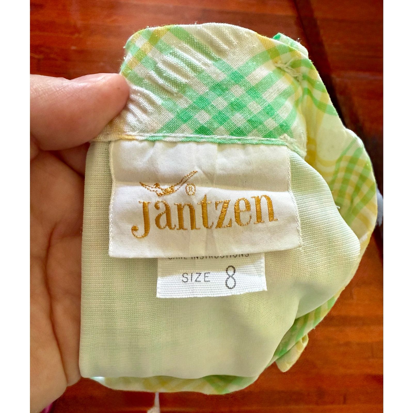 Jantzen Vintage Seersucker White Green Plaid High Waisted Shorts XS Size 25" / US 0 / IT 36 - 6 Thumbnail