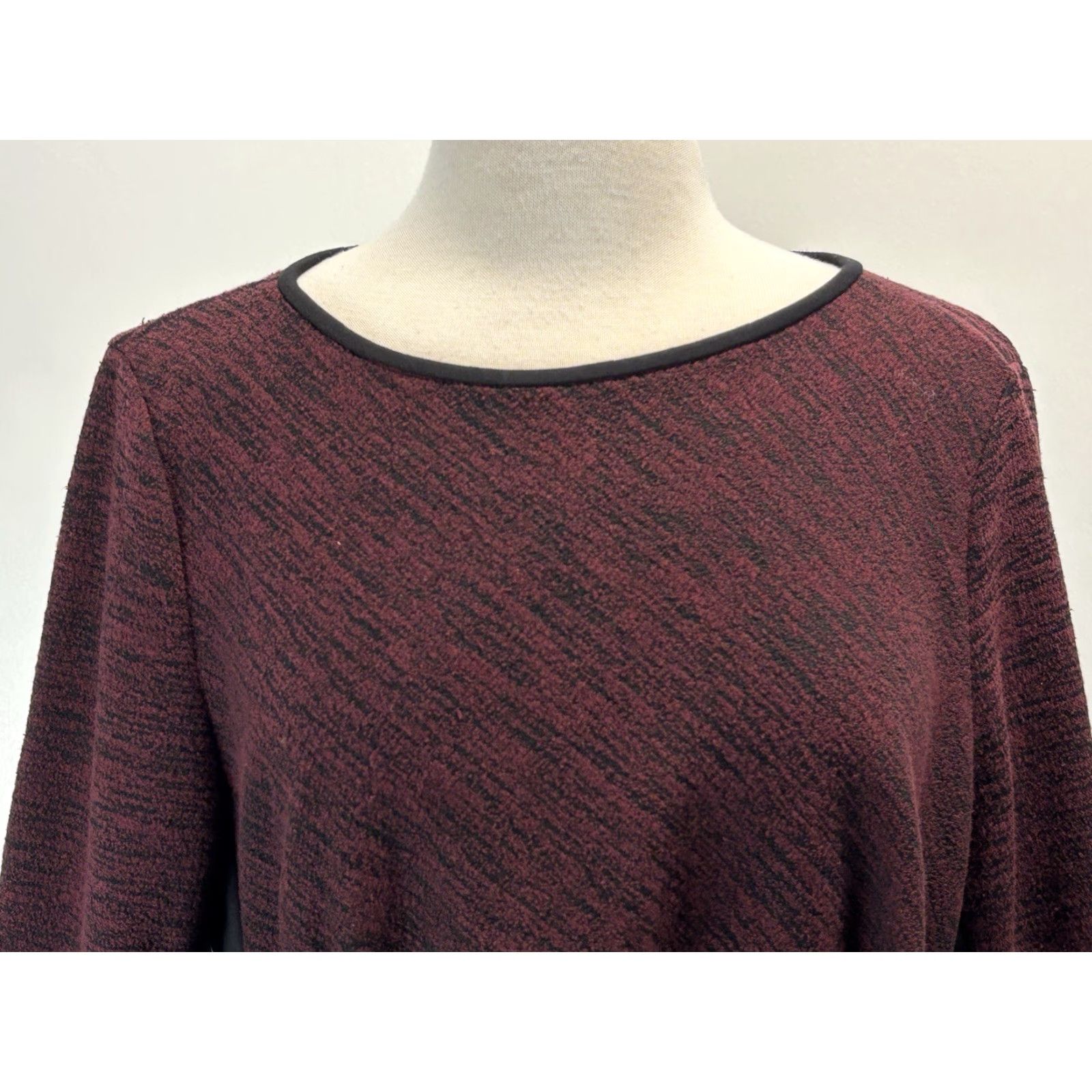 Ralph Lauren VINTAGE Lauren Ralph Lauren Women’s Sheath Dress Size 16 Knee-Length 2 Tone Maroon Black Stretch Office Career Size XXL / US 16-18 / IT 52-54 - 5 Thumbnail