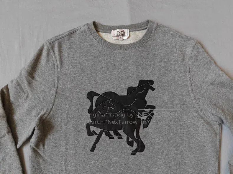 Hermes Hermes Round-neck hooded sweatshirt, double horse pattern Size US S / EU 44-46 / 1 - 5 Thumbnail