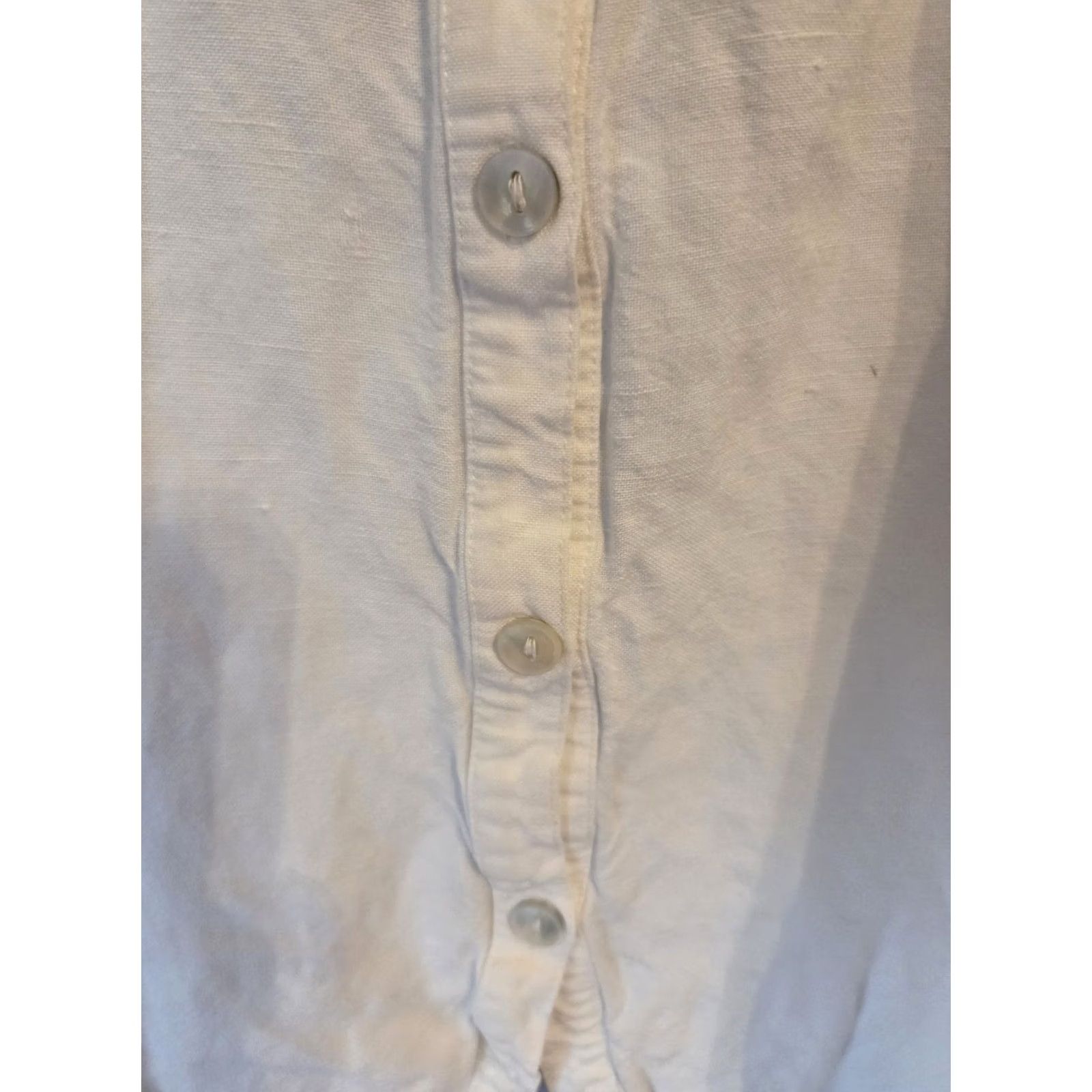 Vintage Maggie Barnes For Catherines White Pleated Trim Linen Button Down Top Boho 1X Shirt Womens Size XL / US 12-14 / IT 48-50 - 3 Thumbnail