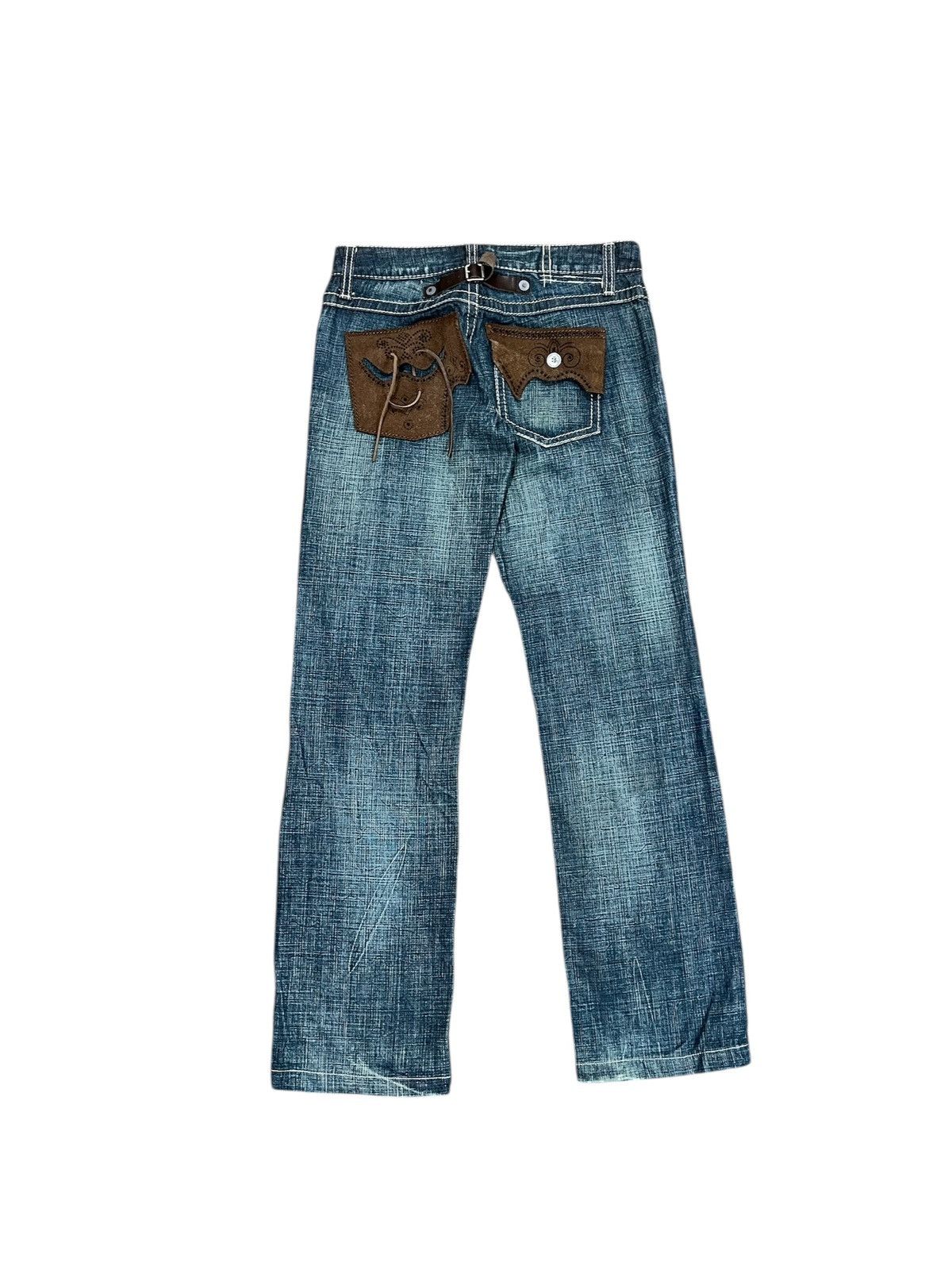 Marithe Francois Girbaud Denim Suede Leather Cowboy Pocket