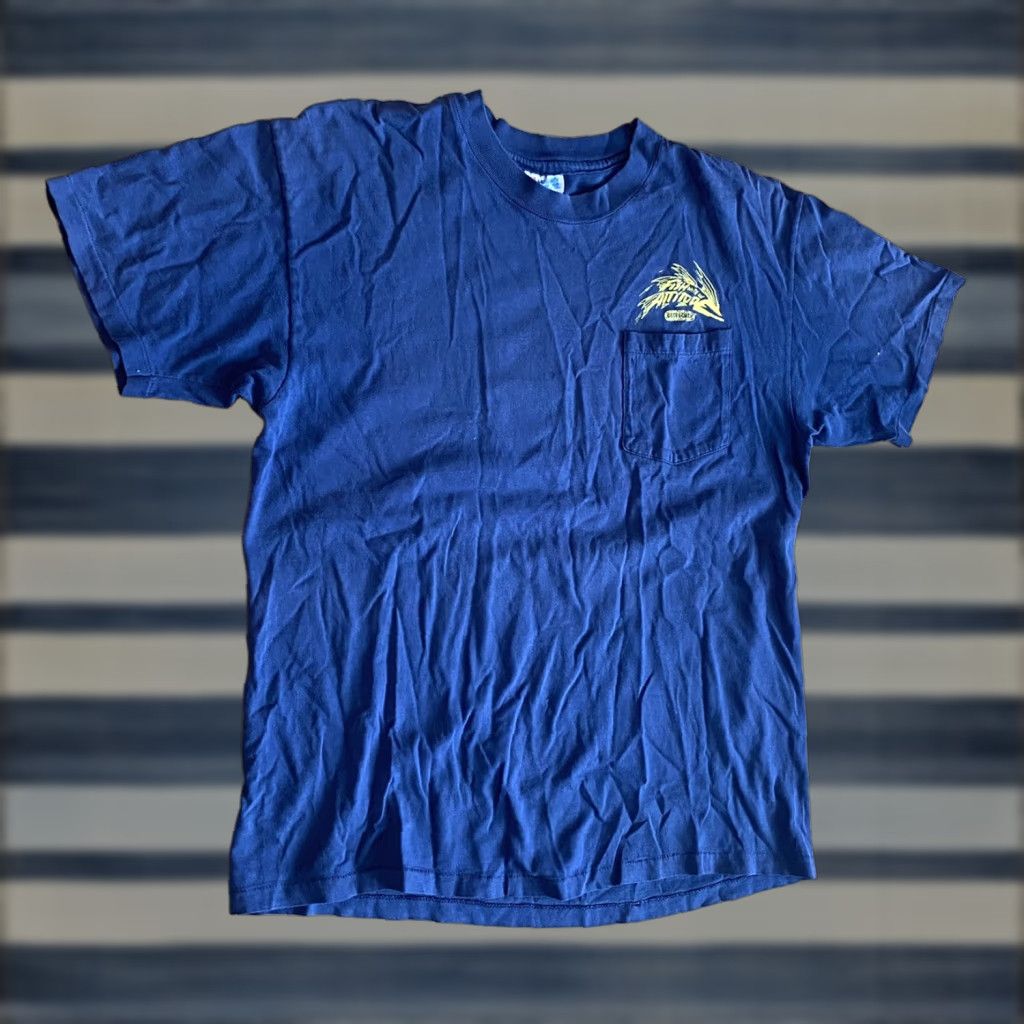 Hanes VINTAGE Hanes Beefy T-Shirt Men L Navy Blue Fish With an Attitude 90s Crew Neck Short Sleeve Cotton Regular Men’s L Size US L / EU 52-54 / 3 - 1 Thumbnail