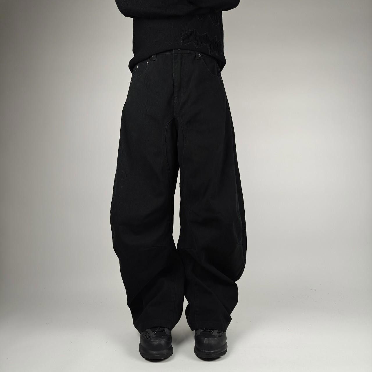 Other Japanese Black Thick Cotton Wide Leg Trousers Size US 32 / EU 48 - 2 Thumbnail