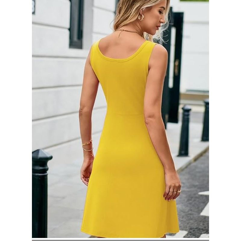 The Unbranded Brand Dress Aline Sleeveless Wide Strap High Waist Midi TankMEDIUM Size M / US 6-8 / IT 42-44 - 3 Thumbnail