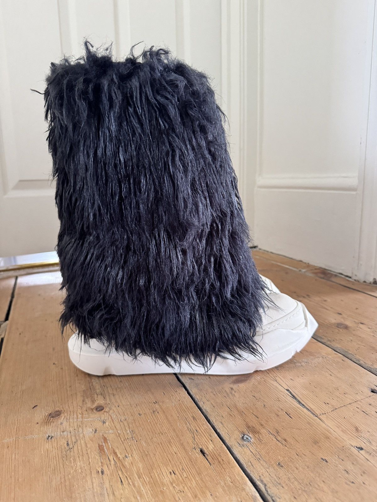 Rick Owens Drkshdw Flared waxed fur boots, abstract soles Size US 11 / EU 44 - 2 Thumbnail