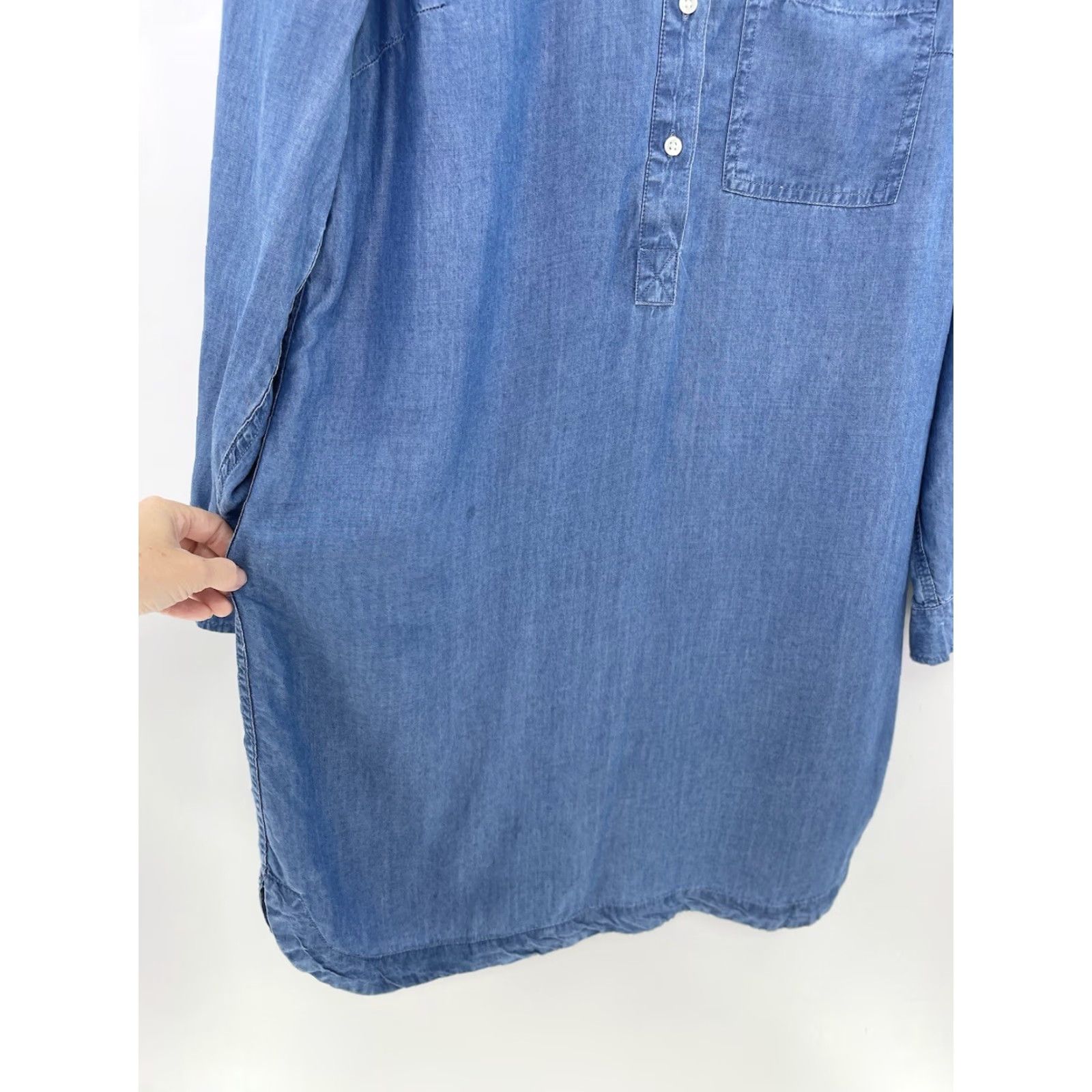 Old Navy Old Navy Chambray Shirt Dress Button Front Blue Long Sleeve S Womens Regular Size 100% Lyocell Casual Vintage No N/A Size S / US 4 / IT 40 - 5 Thumbnail