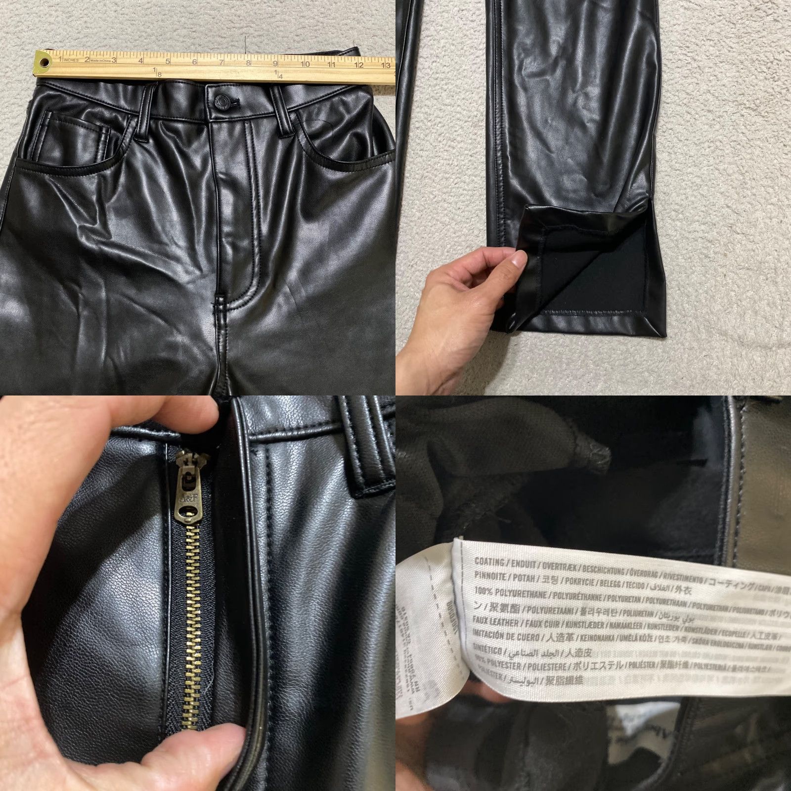Abercrombie & Fitch Abercrombie & Fitch Womens Pants 0 Black Faux Vegan Leather High Rise Straight Casual 90s Womens Pants Size 25" / US 0 / IT 36 - 8 Thumbnail