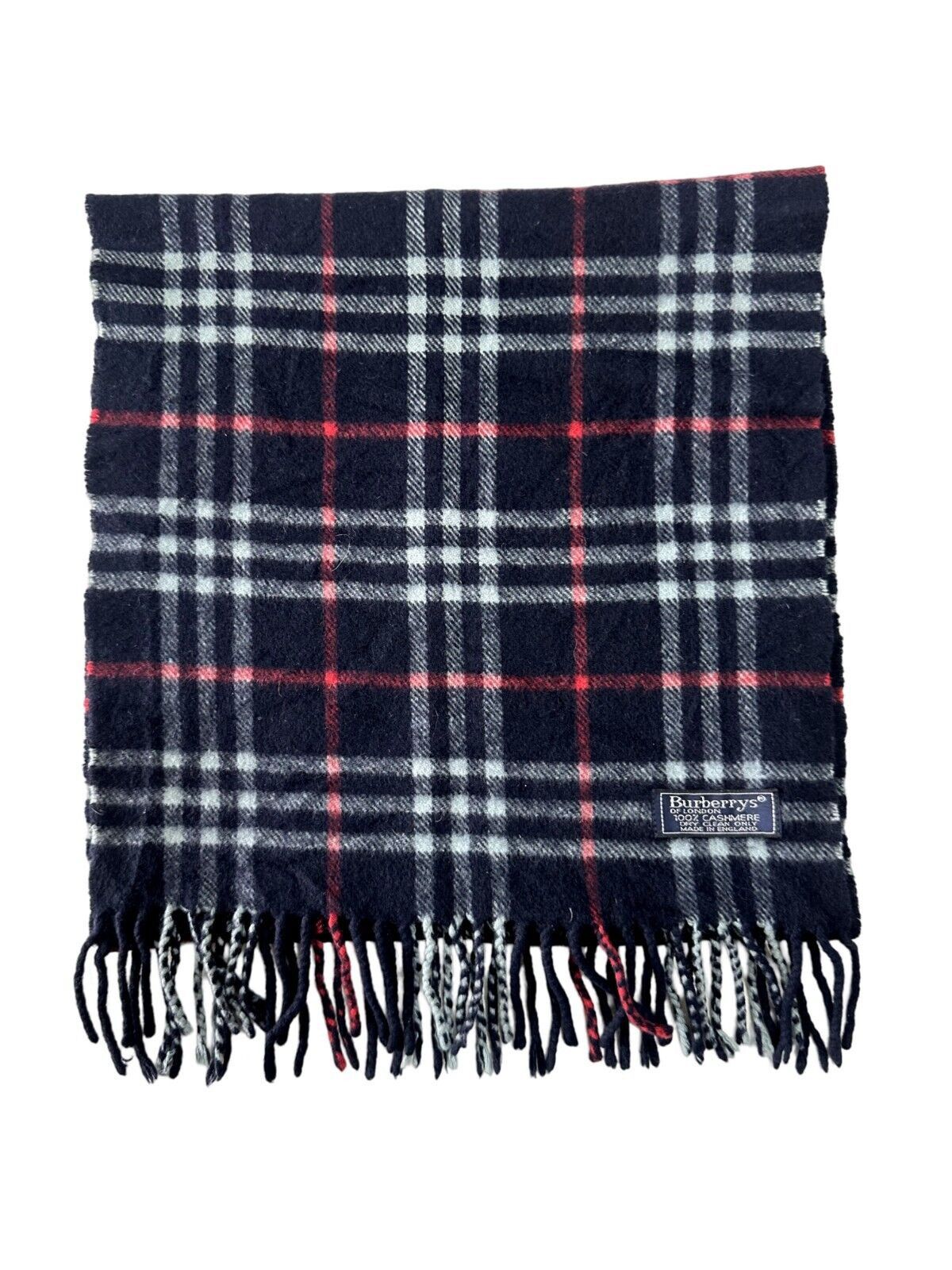 Burberry Burberrys Classic Check Unisex Scarf Navy Blue 100% Cashmere Size ONE SIZE - 5 Thumbnail