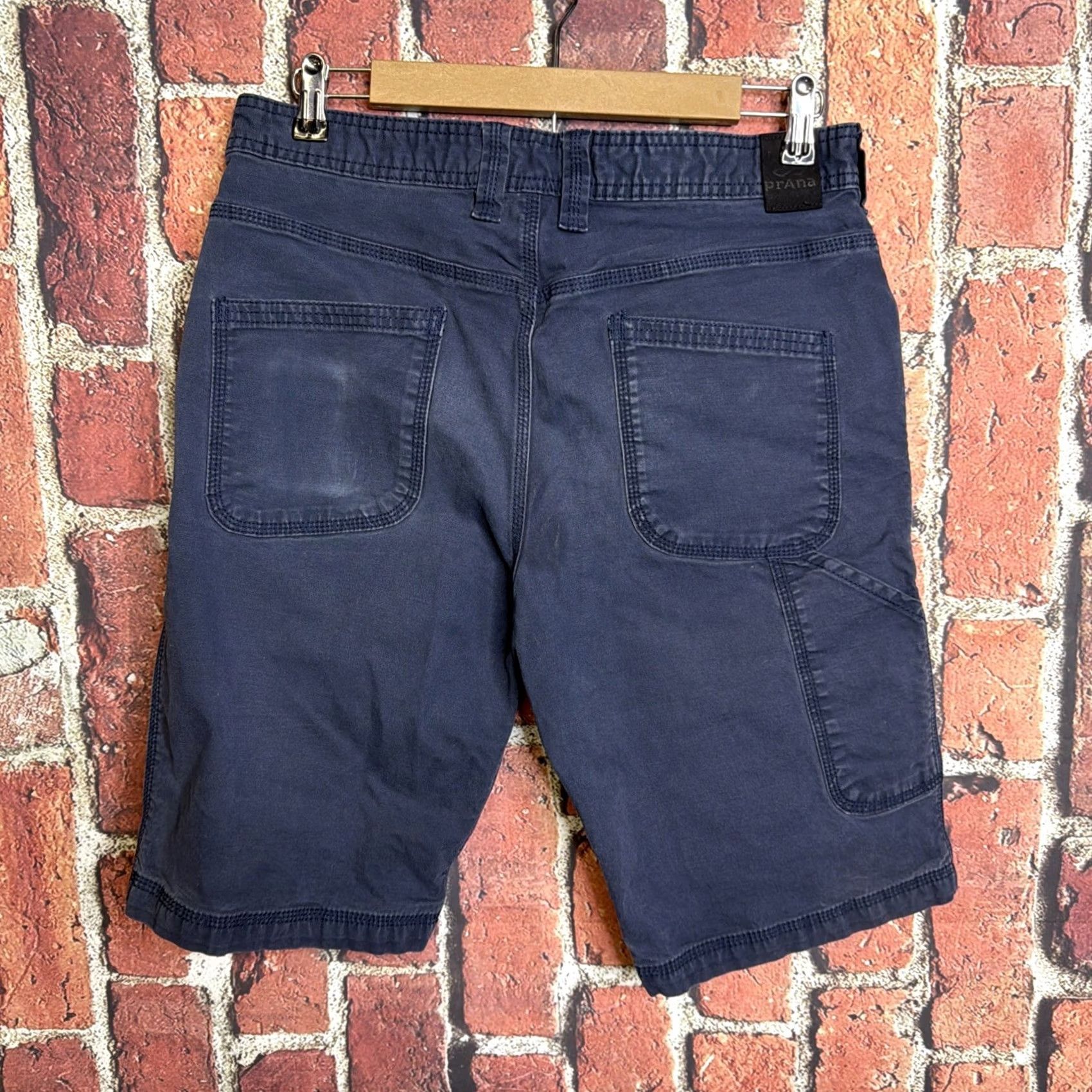 Prana prAna Shorts Mens 33x11 Bronson Blue Canvas Stretch Workwear Organic Cotton Zip Size US 31 - 3 Thumbnail