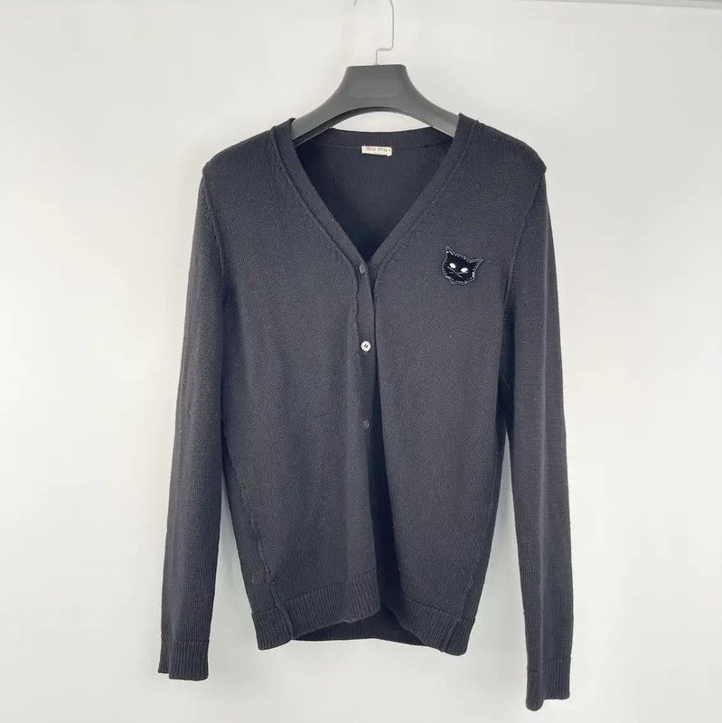 Miu Miu Miu Miu Black Cardigan for Women in Size M 0089 Size M / US 6-8 / IT 42-44 - 1 Thumbnail