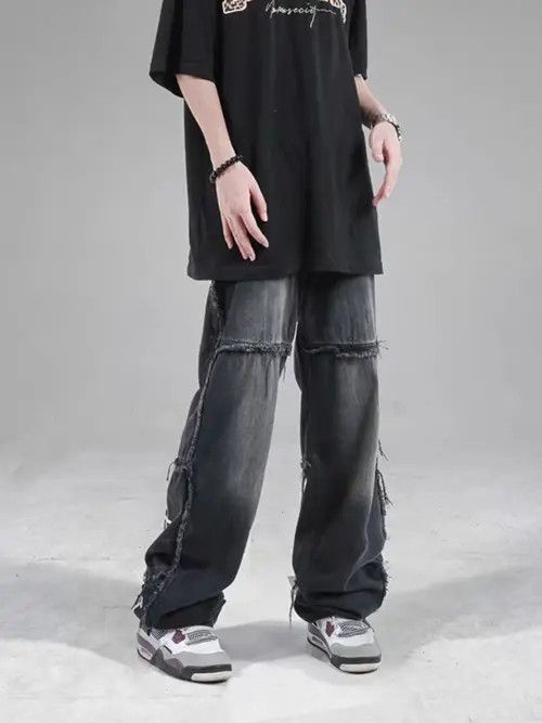 VIBE Street Hip Hop Black Gradient Wide Leg Jeans Size US 32 / EU 48 - 6 Thumbnail