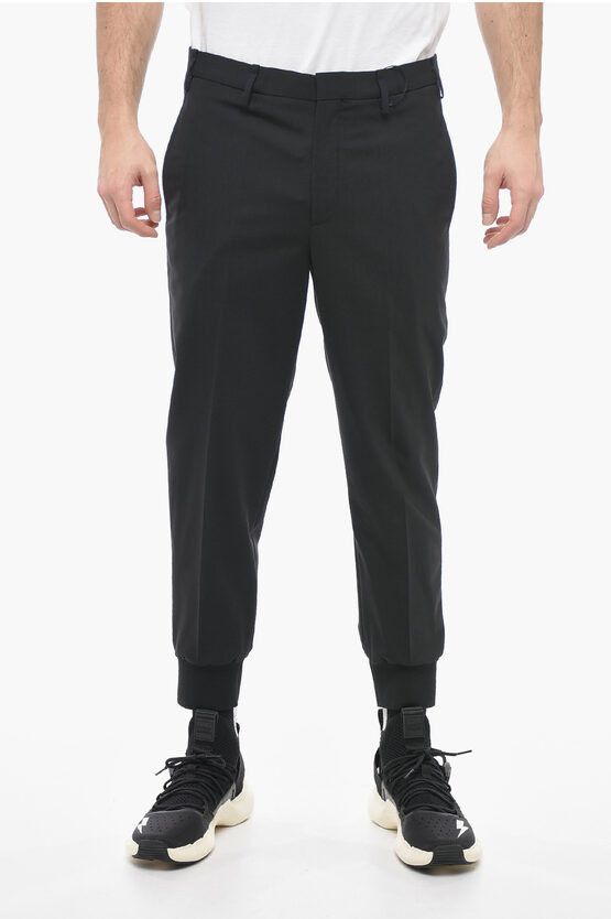 image of Neil Barrett Cuffed Ankle Jack Chinos Pants in Black, Men's (Size 32)