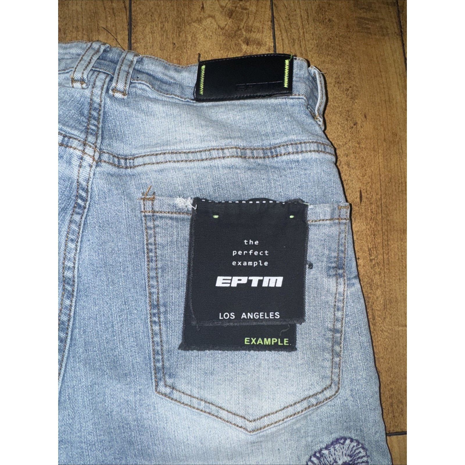 EPTM. EPTM Flared Denim Streetwear Embroidered Y2K Distressed Blue Size US 30 / EU 46 - 7 Thumbnail