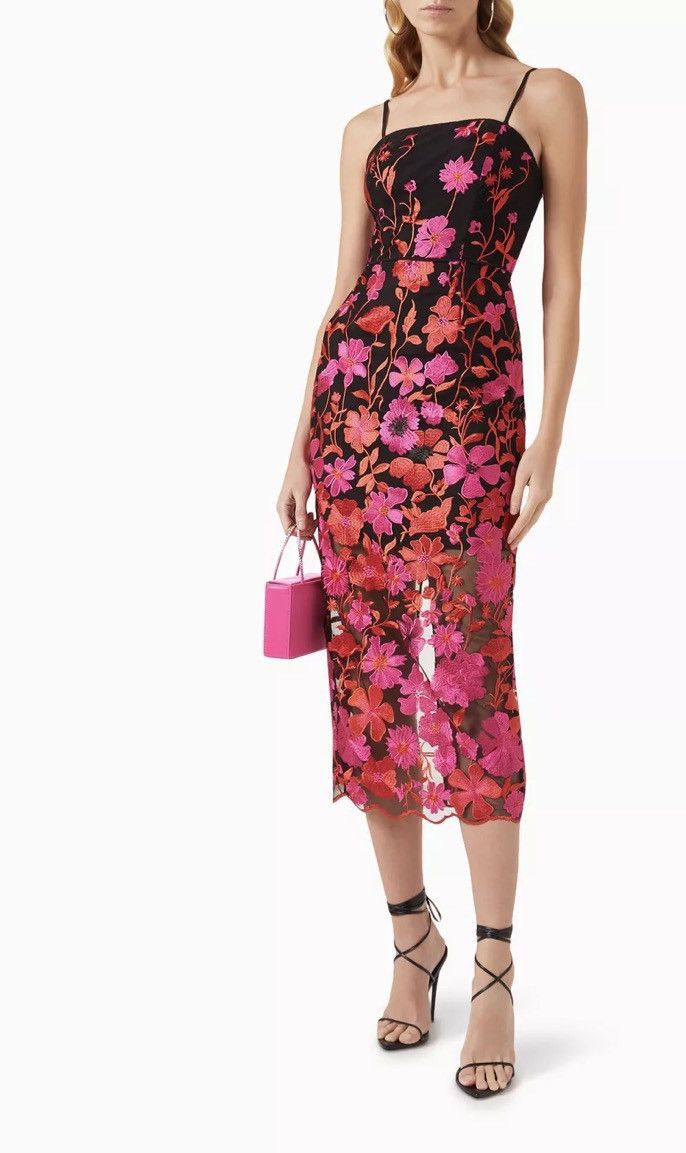 MILLY Milly Floral-Embroidered Midi Dress size 2 Size XS / US 0-2 / IT 36-38 - 2 Thumbnail