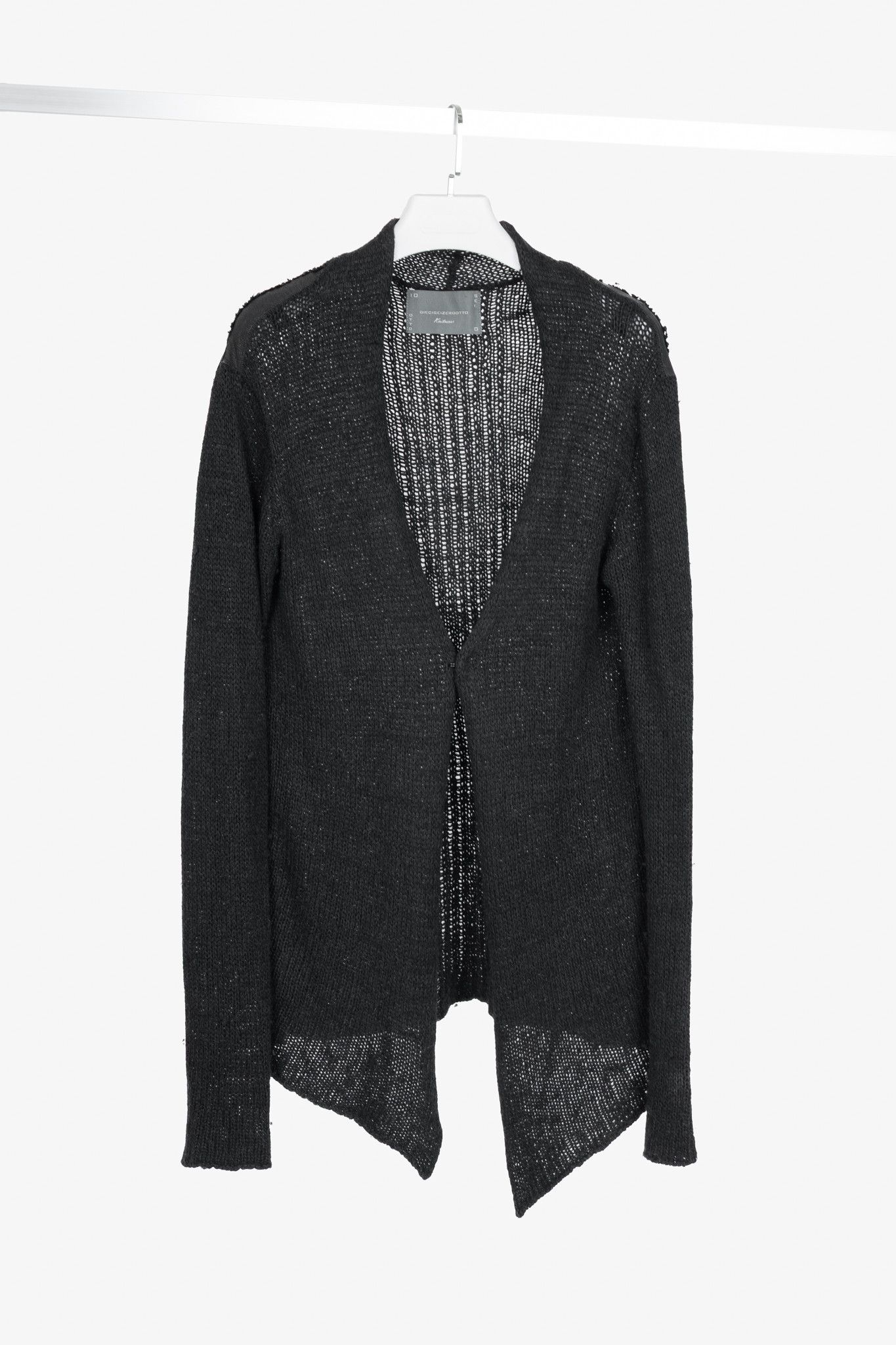 10sei0otto 10sei0otto Black Knit Leather-Trim Cardigan Size US M / EU 48-50 / 2 - 1 Thumbnail