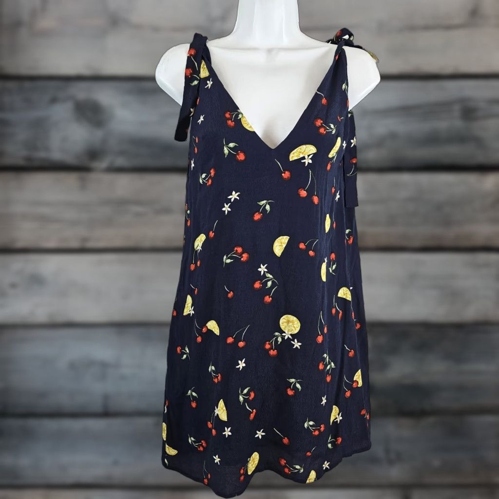 Vintage Capulet Dress XS Blue V-Neck Sleeveless Tie Cherries Lemons Short Mini Womens Capulet Size XS / US 0-2 / IT 36-38 - 1 Thumbnail
