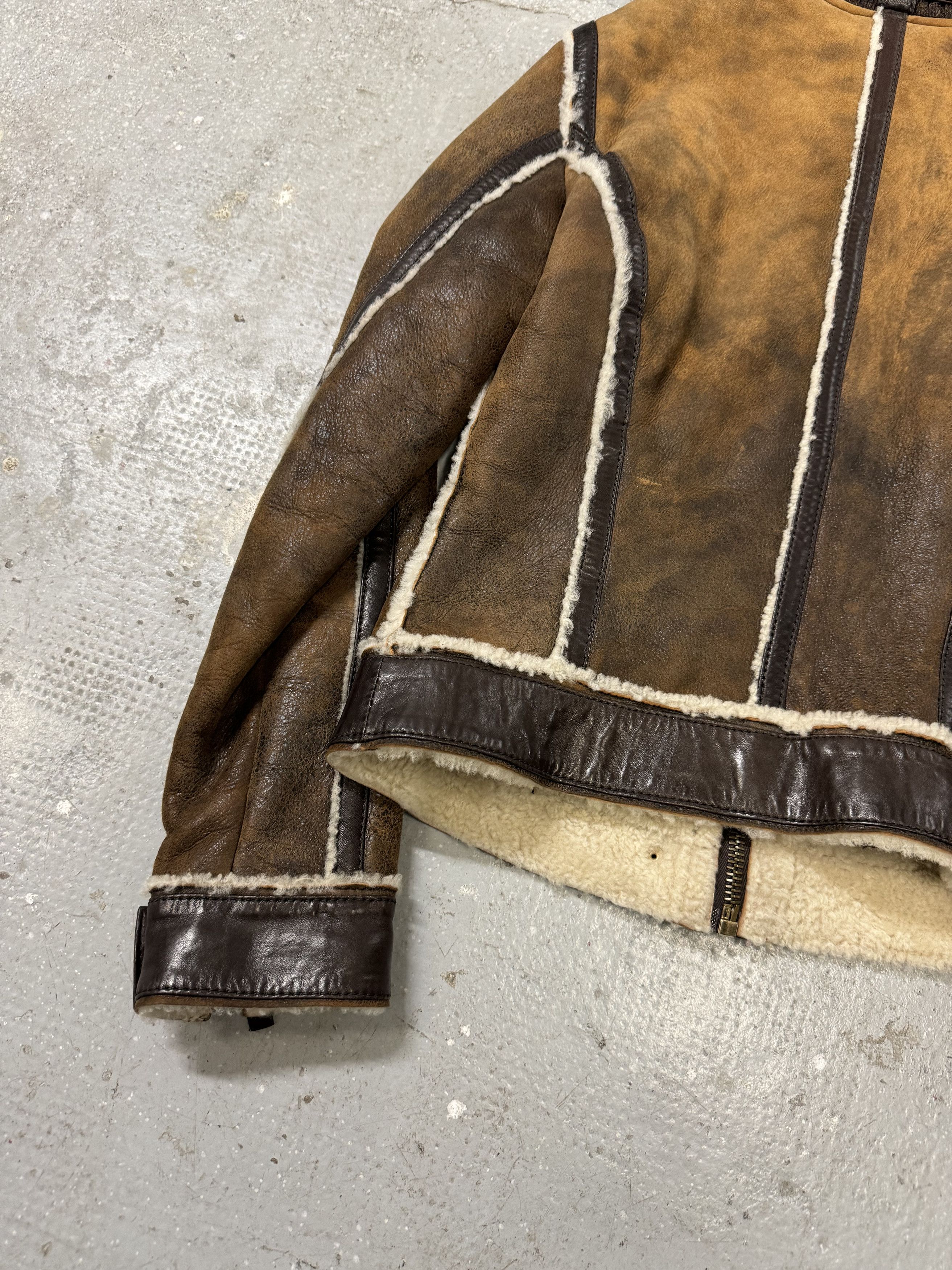 Dolce & Gabbana × Vintage FW2010 Dolce & Gabbana Brown Faded Shearling Leather Jacket Size S / US 4 / IT 40 - 6 Thumbnail
