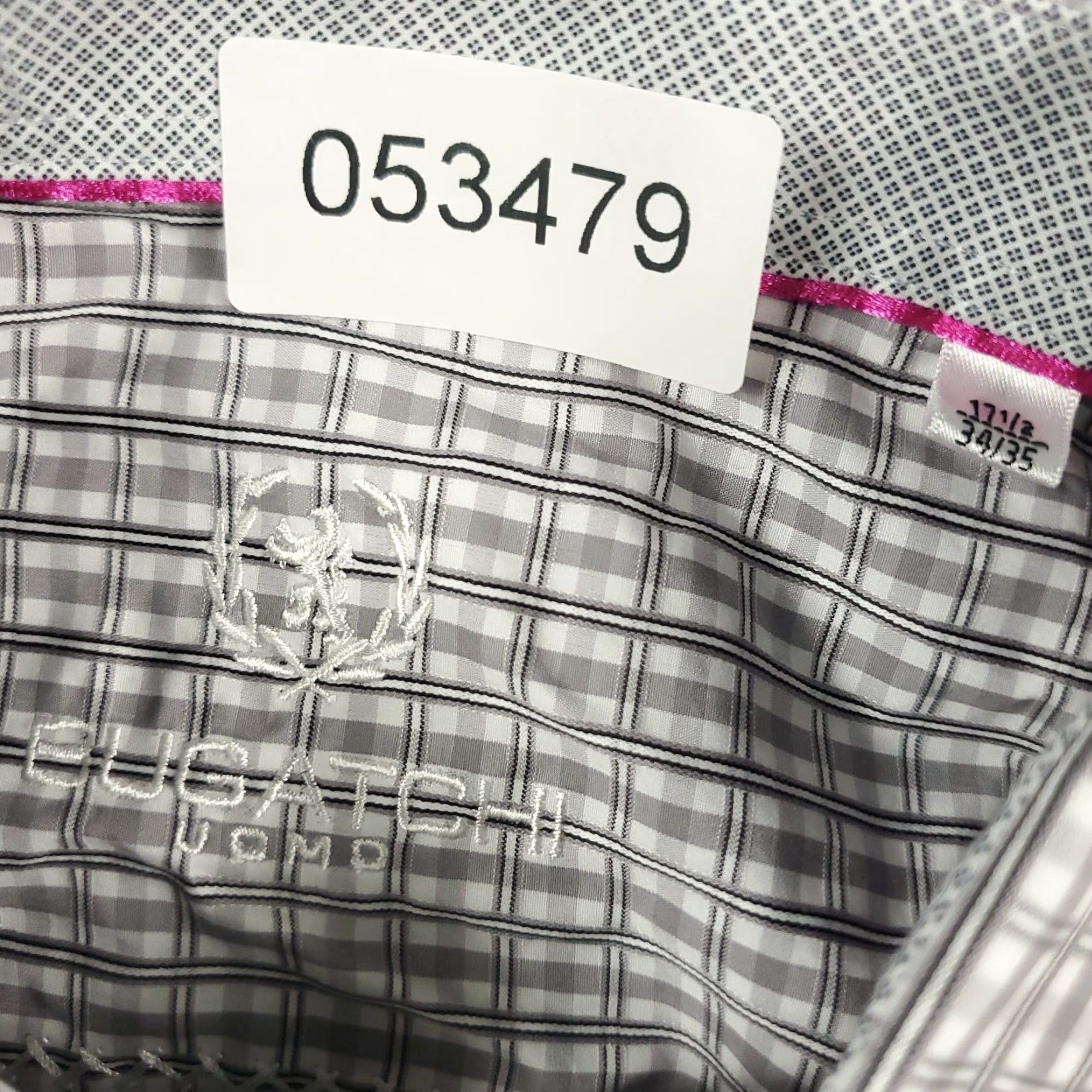 BUGATCHI Bugatchi Uomo Shirt Mens 17.5 Gray Plaid Dress Button Up Long Sleeve Size 46R - 7 Thumbnail