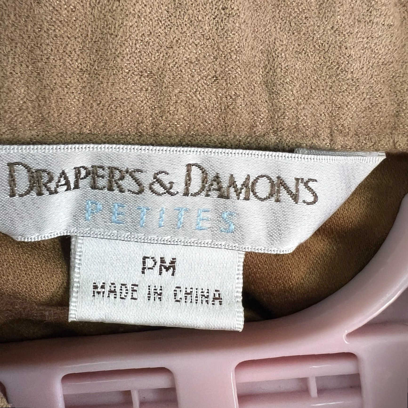 Vintage Draper's & Damon's Tan Vegan Suede Zip Up Embellished Diamond Casual Jacket PM - Women - Blazer - Military - Brown - Petites - Size PM Size M / US 6-8 / IT 42-44 - 5 Thumbnail
