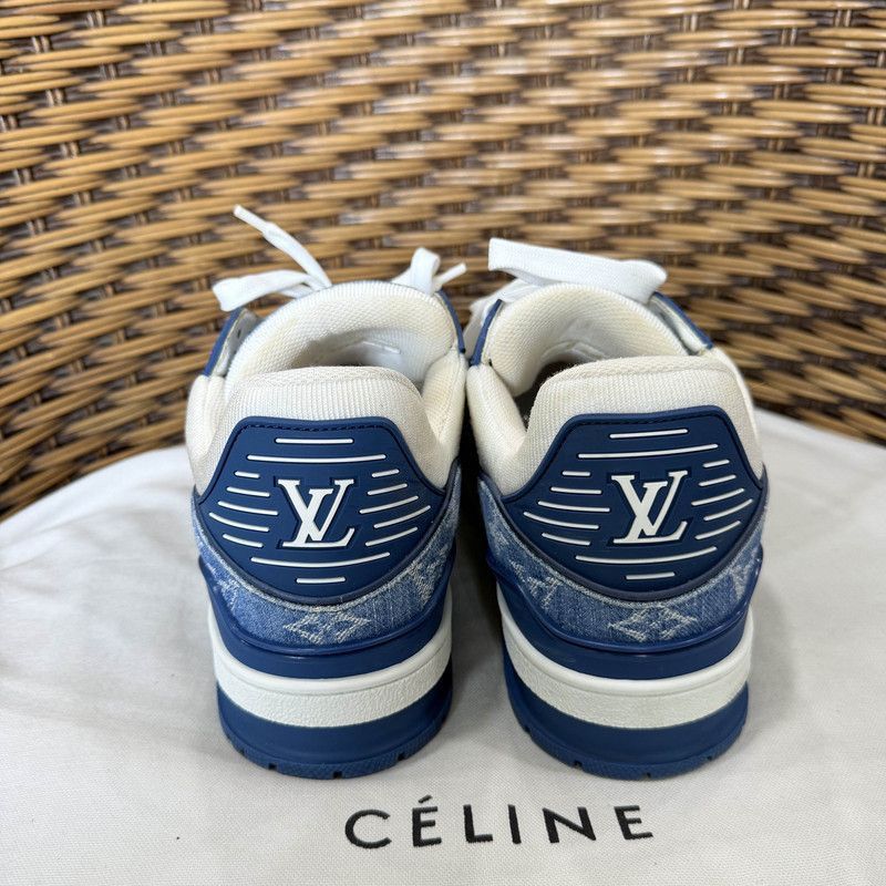 Louis Vuitton Louis Vuitton Blue and White Trainer Sneakers -2508 Size US 9 / EU 42 - 3 Thumbnail