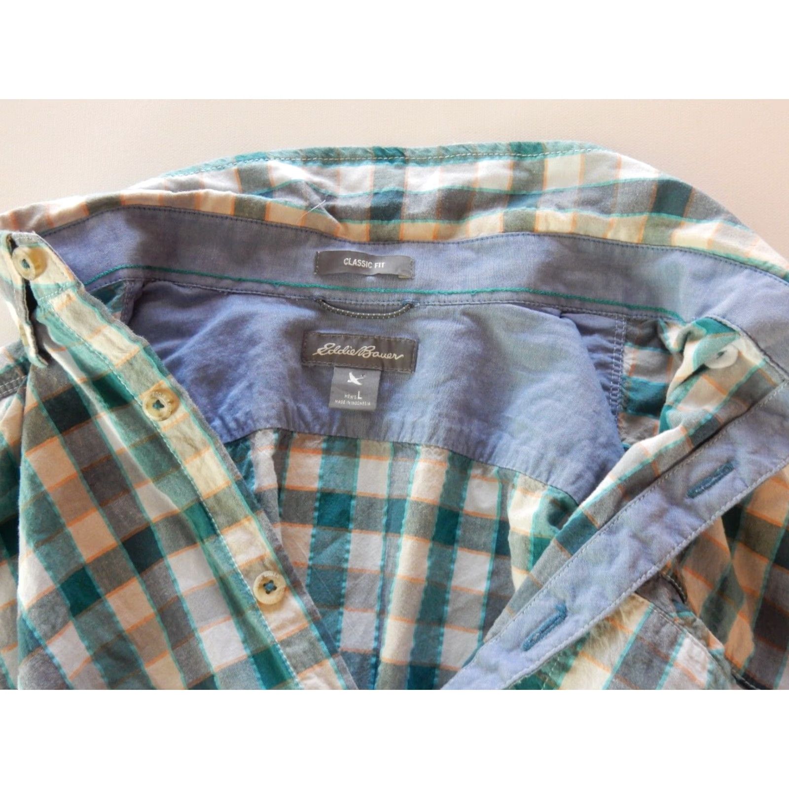 Eddie Bauer Vintage Eddie Bauer Men's Plaid Short Sleeve Button-Up Shirt Size Large Green Cotton Size US L / EU 52-54 / 3 - 3 Thumbnail