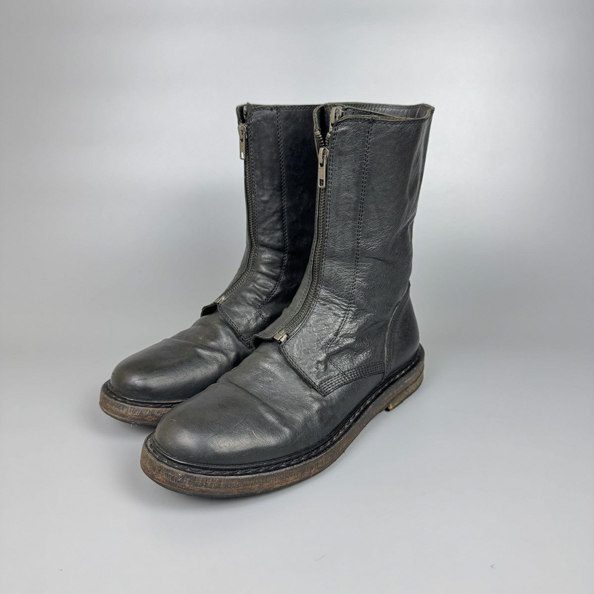 Ann Demeulemeester Ann Demeulemeester - FW/12 Double front zipper leather Boots Size US 9 / EU 42 - 2 Thumbnail