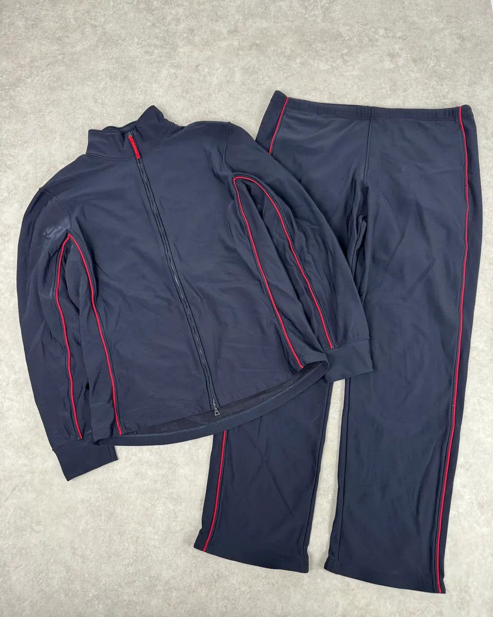 Prada 2000s Prada Navy Contrast Red Stripe Tracksuit Set Size US 33 - 1 Thumbnail