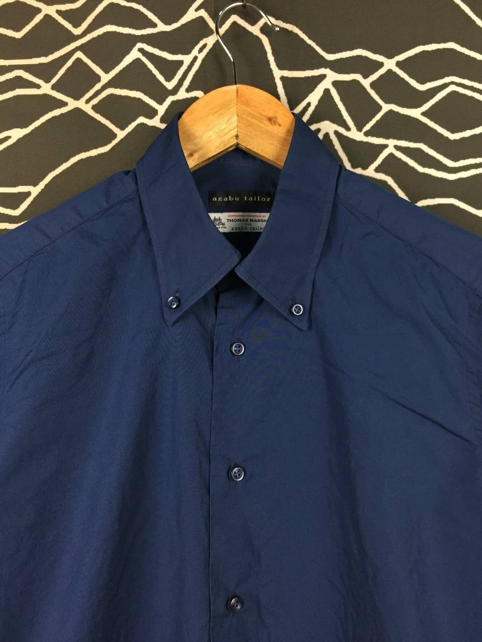 Japanese Brand Azabu Tailor x Thomas Mason Navy Blue Button-Down Shirt Size US S / EU 44-46 / 1 - 3 Thumbnail