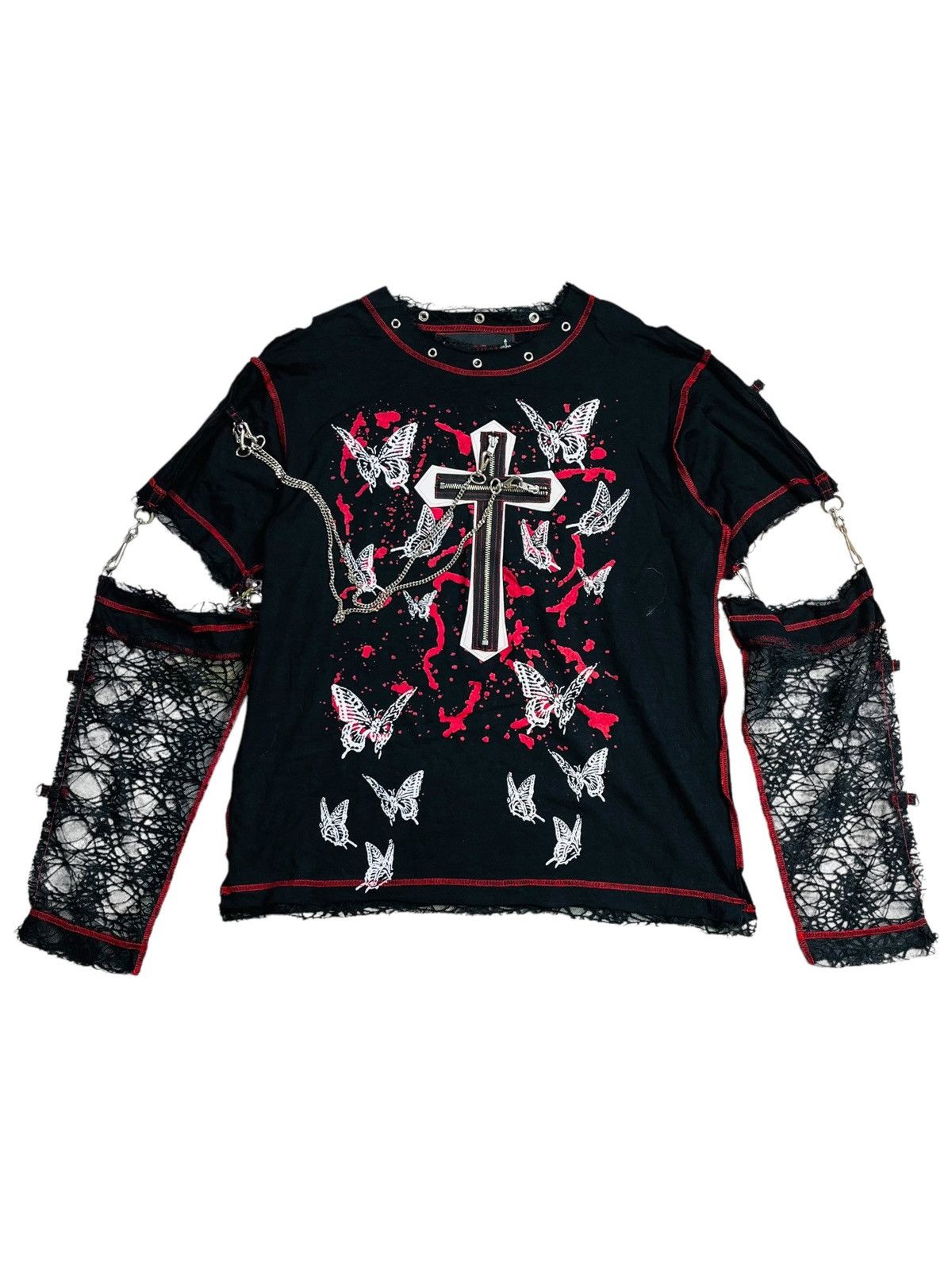 20471120 2000s Keystation - Cross Butterfly Punk LS Size US L / EU 52-54 / 3 - 1 Thumbnail