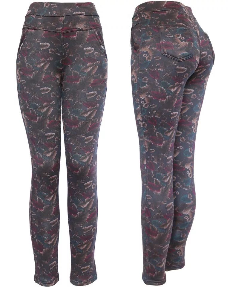 The Unbranded Brand Women's Pattern Floral Super Thick Plush Lined Winter Pants Size 26" / US 2 / IT 38 - 1 Thumbnail