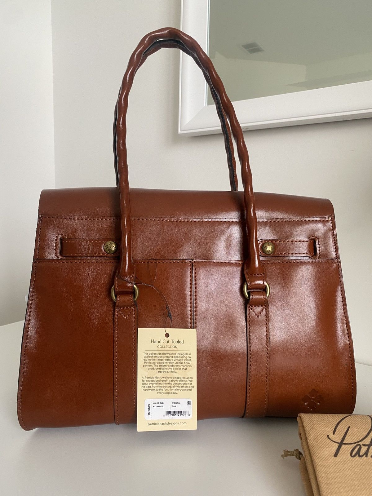 NWT Patrica Nash Vienna Hand Cut Tooled Tan Leather Handbag