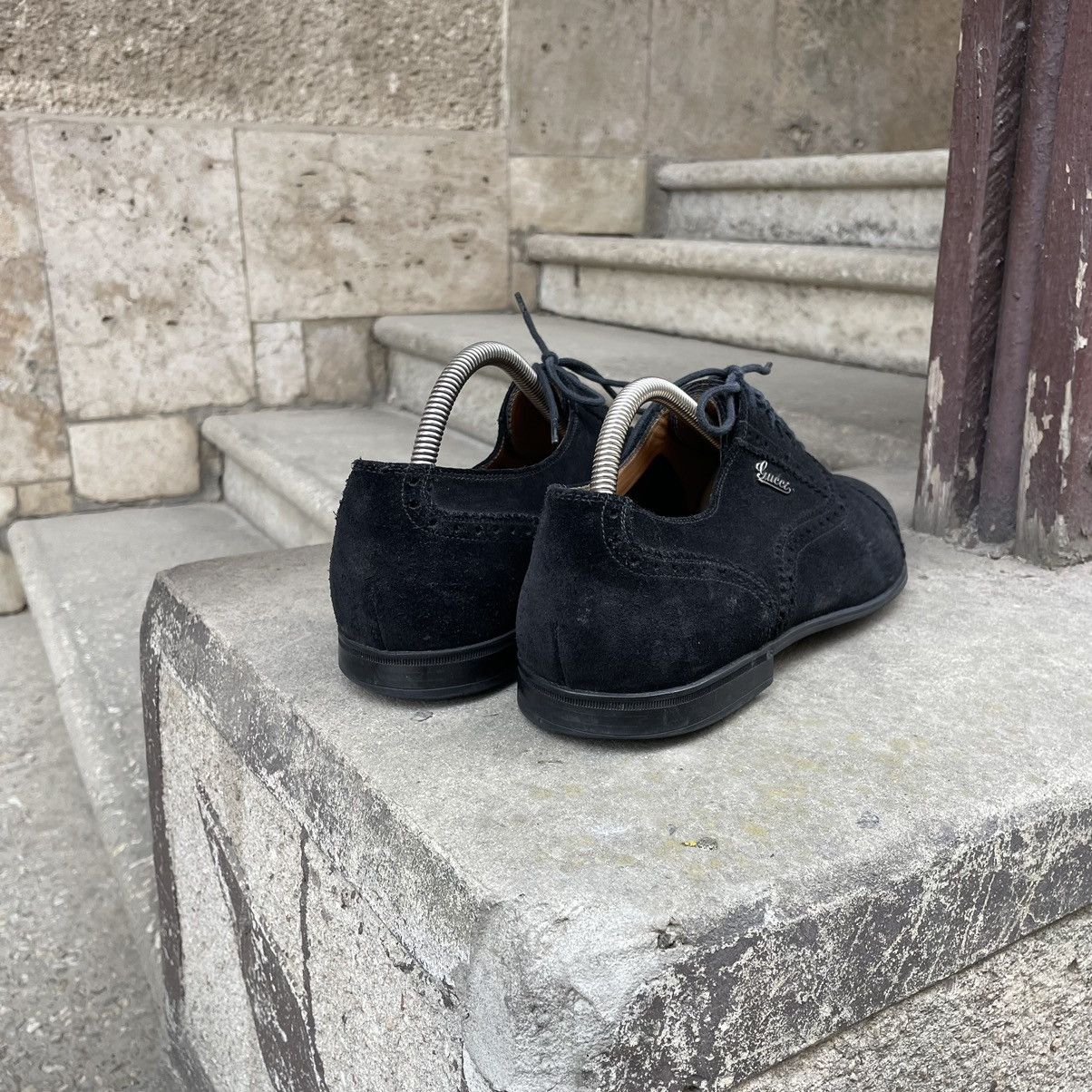 Gucci GUCCI Oxford Brogues Metal Logo Black Suede Size US 9 / EU 42 - 8 Thumbnail