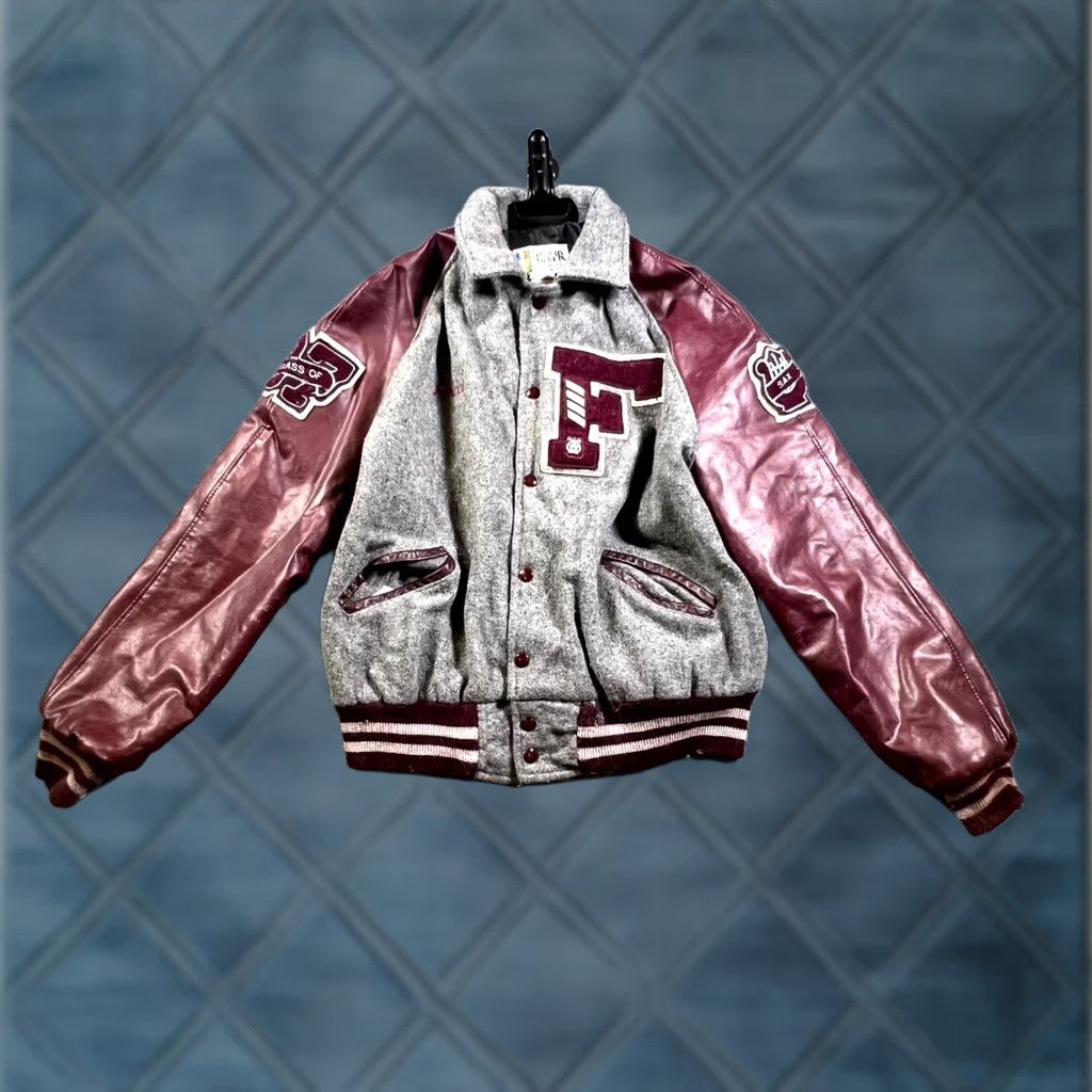 Etro VINTAGE Trophy Jackets Meca Sportswear Varsity Jacket Mens L Maroon Gray Retro Jacket Mens L Maroon Gray 90s Classic Size US L / EU 52-54 / 3 - 1 Thumbnail