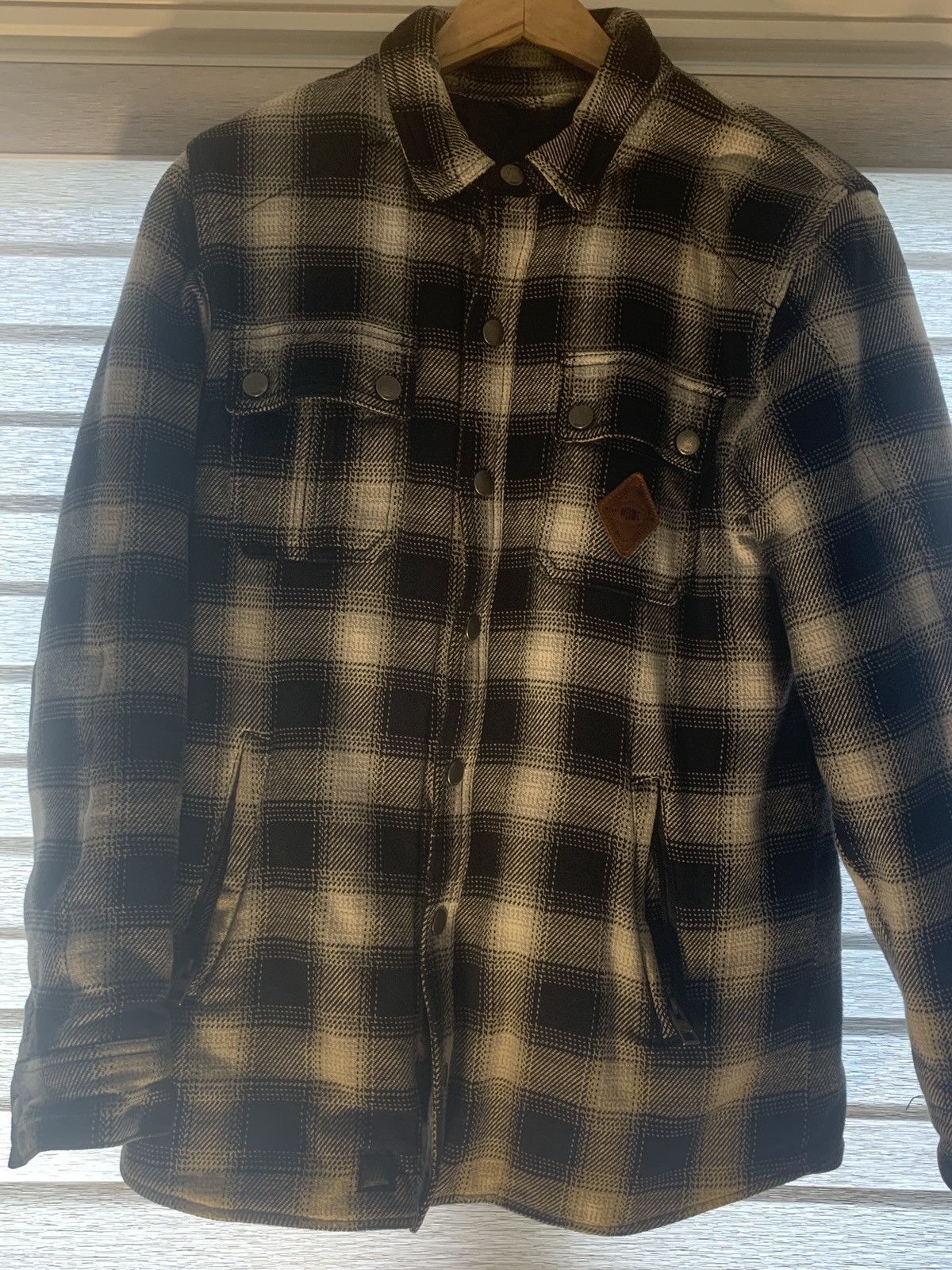 image of Harley Davidson 90's Checkered Padded Coat in Black White, Men's (Size Large)