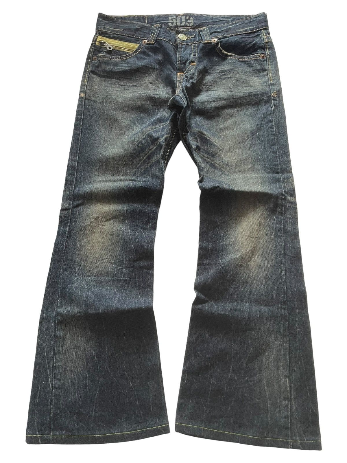 Edwin × Junya Watanabe × Levi's Vintage Edwin 503 Blue Trip Muddy Claw Mark Flared Jeans Size US 30 / EU 46 - 1 Thumbnail
