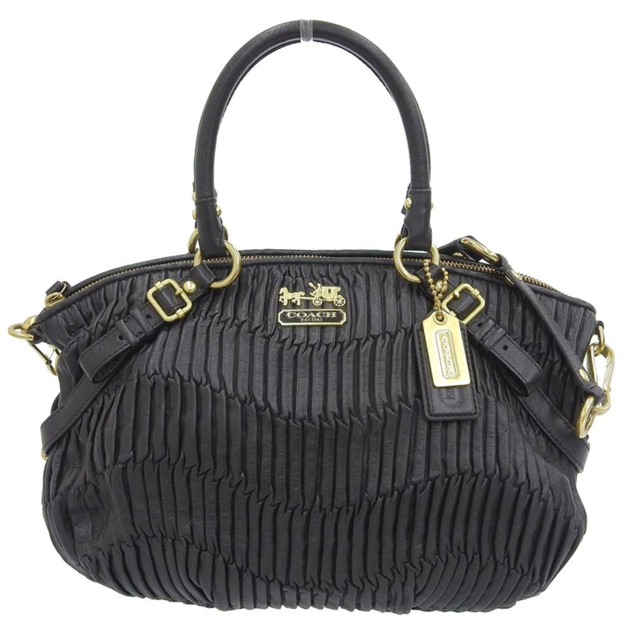 Coach Coach Madison Gathered Sophia Satchel Bag Leather Black 15942 ...