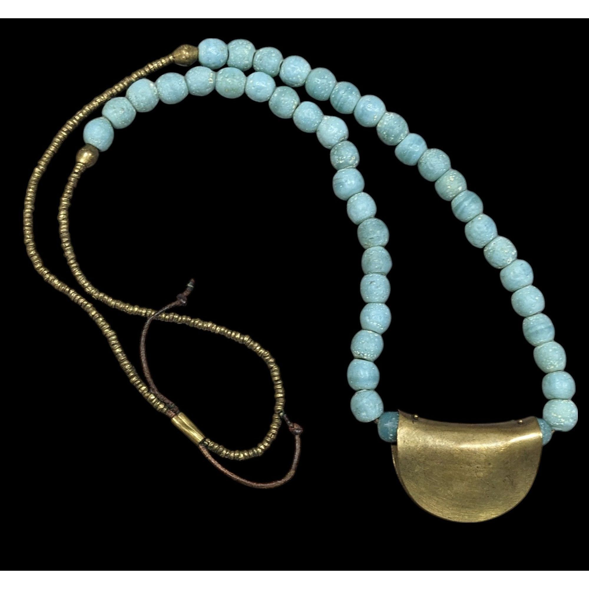 Other Brutalist Bohemian Blue Stone Beaded Bronze Pendant Necklace Size ONE SIZE - 1 Thumbnail