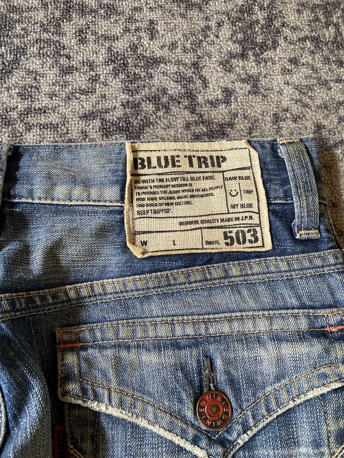 Edwin Y2k Edwin 503 blue trip distressed bootcut jeans Size US 32 / EU 48 - 4 Thumbnail