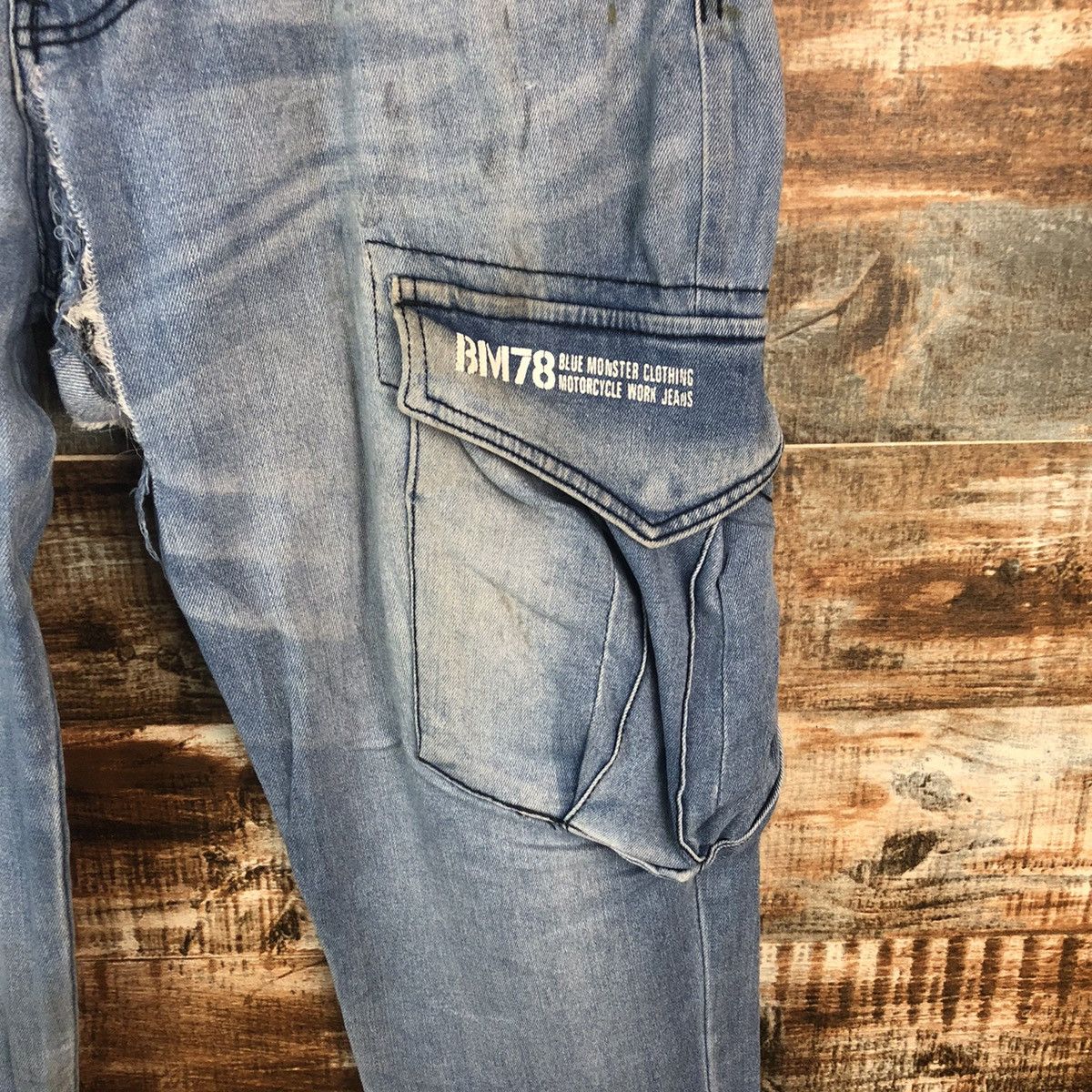 Japanese Brand Blue Monster vintage thrashed tactical Denim Pants #A2090 Size US 32 / EU 48 - 10 Thumbnail