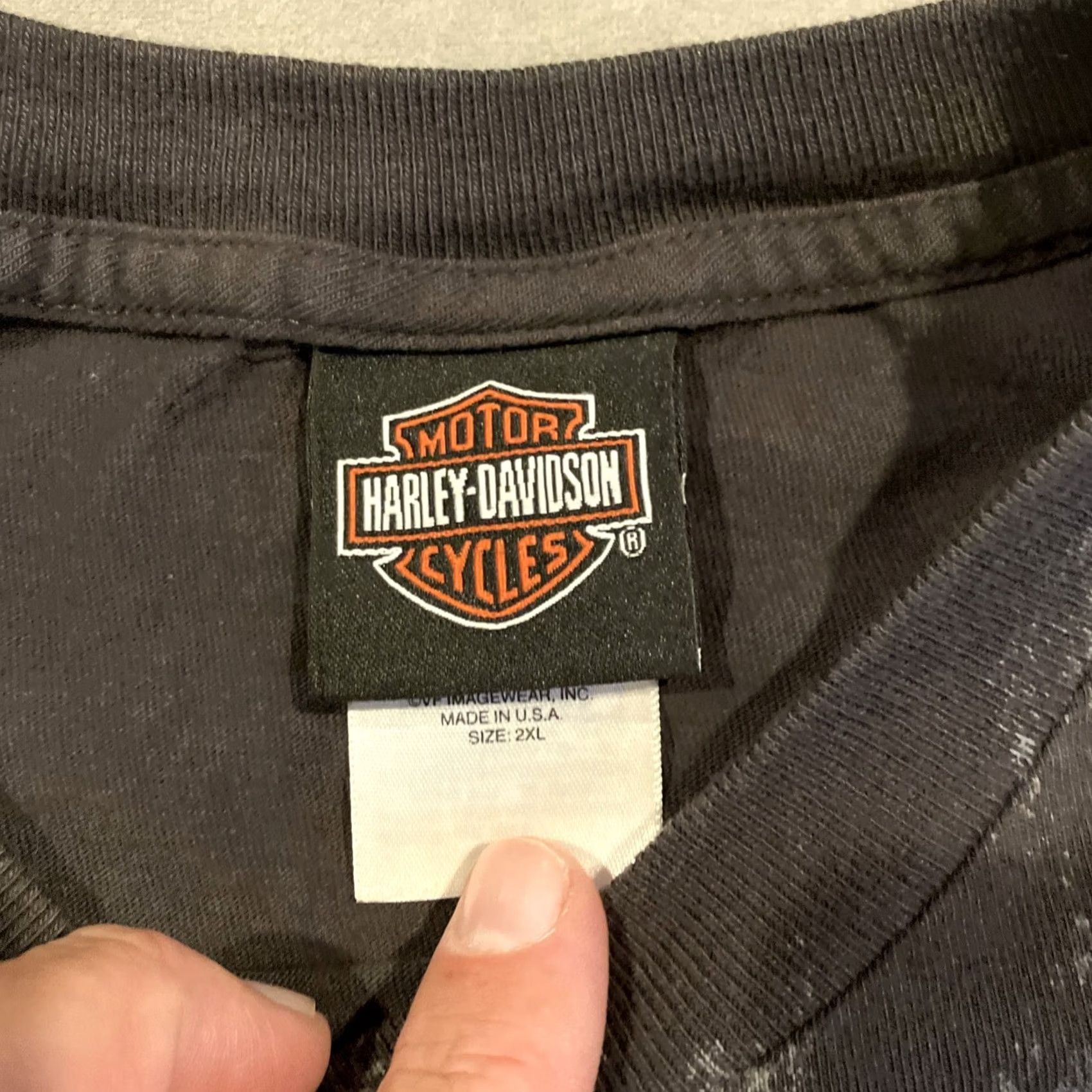Harley Davidson VINTAGE Harley-Davidson T-Shirt Mens 2XL Black Short Sleeve Crew Neck Double-Sided Cotton Southampton, VA Affliction Style Size US XXL / EU 58 / 5 - 3 Thumbnail