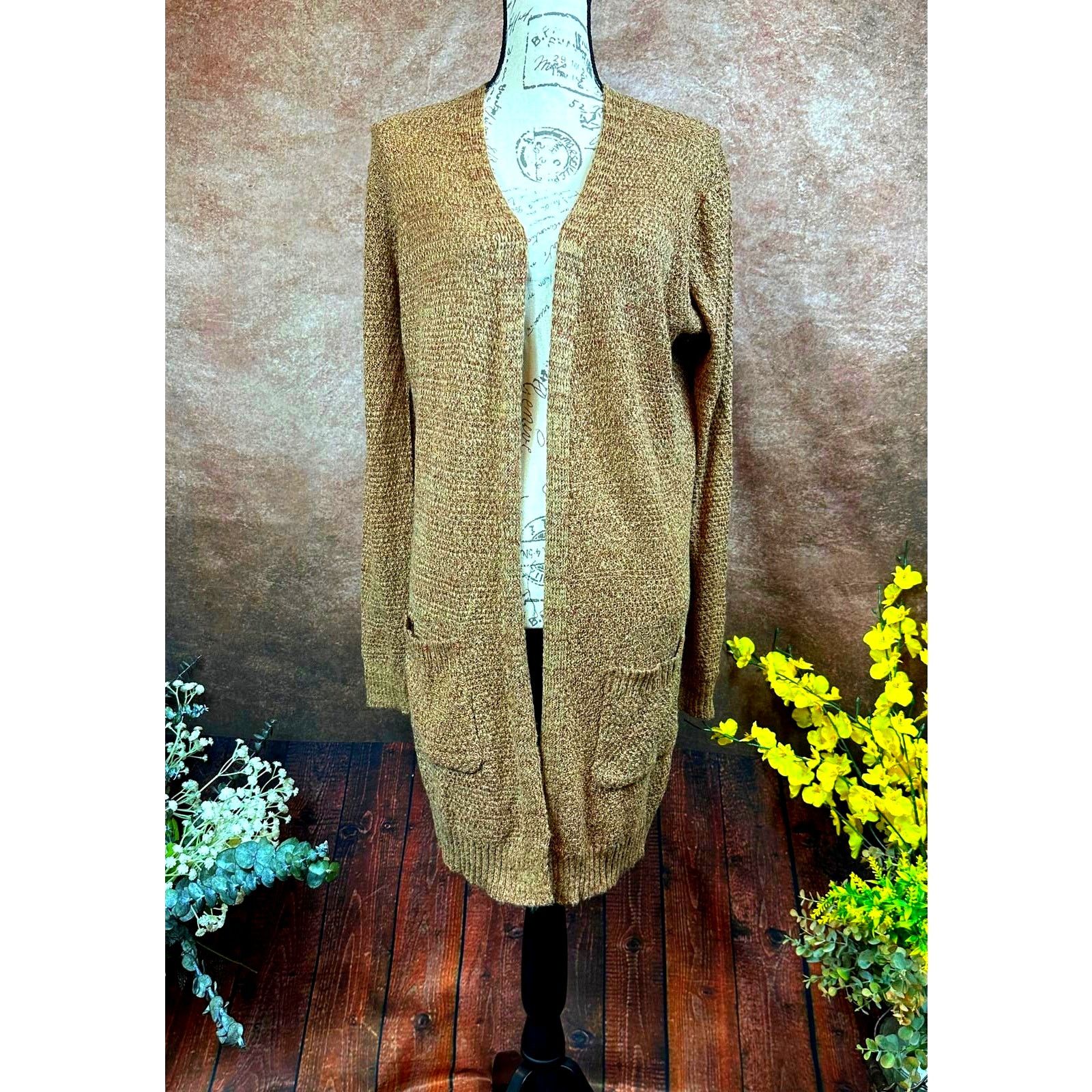 Other Love Ellie Speckled Long Open Front Cardigan Brown- size M Size M / US 6-8 / IT 42-44 - 3 Thumbnail