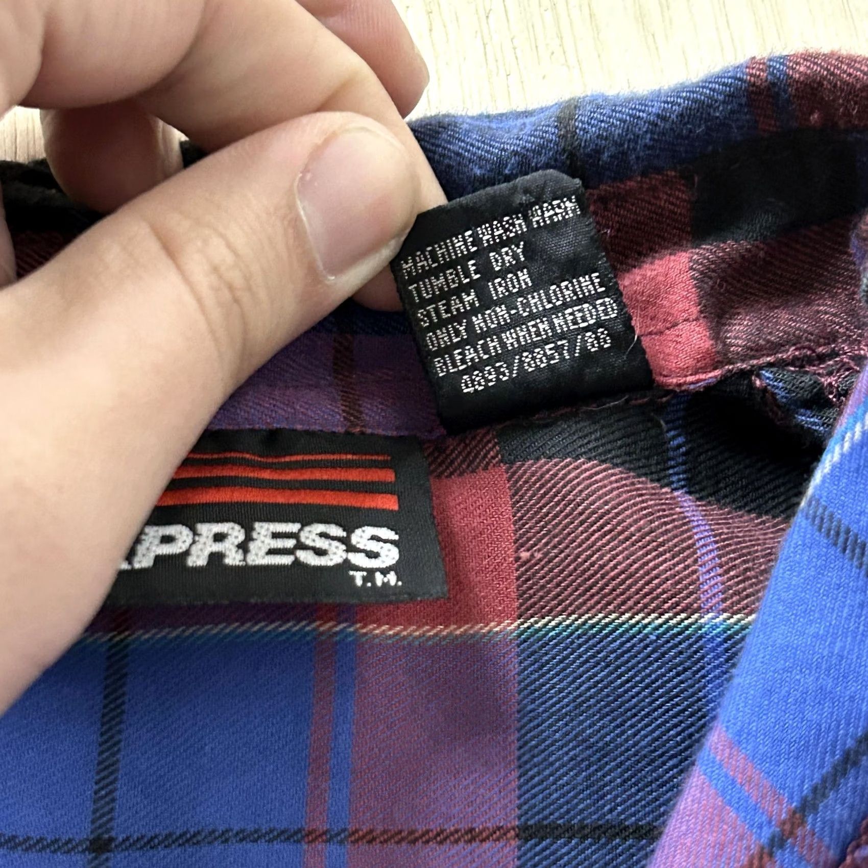 Express VINTAGE Air Express Shirt Womens 12 Red Blue Plaid Flannel Long Sleeve Button Up Size XL / US 12-14 / IT 48-50 - 3 Thumbnail