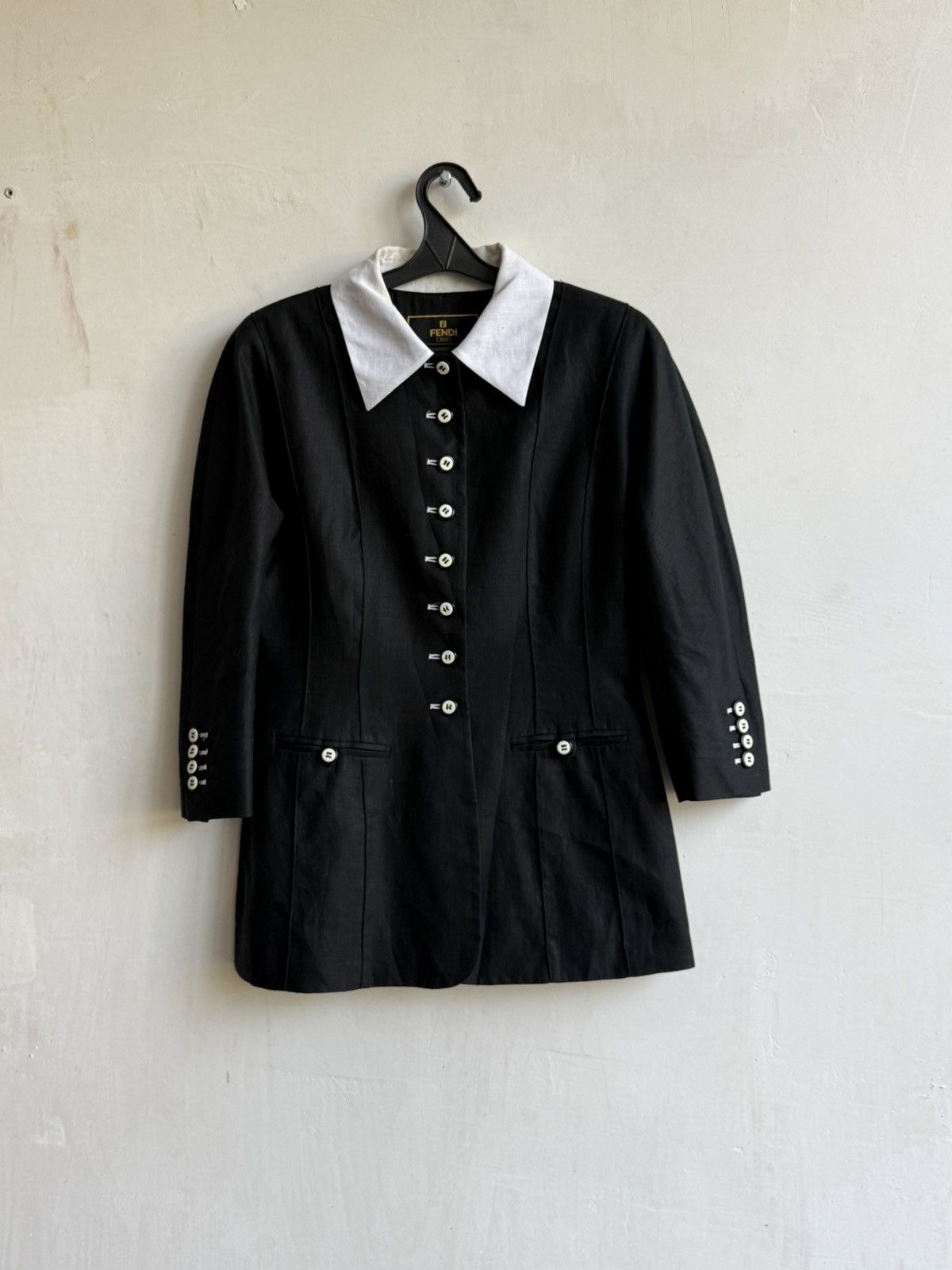 Fendi Vintage Fendi Black Buttons up linen blazer Size M / US 6-8 / IT 42-44 - 1 Thumbnail