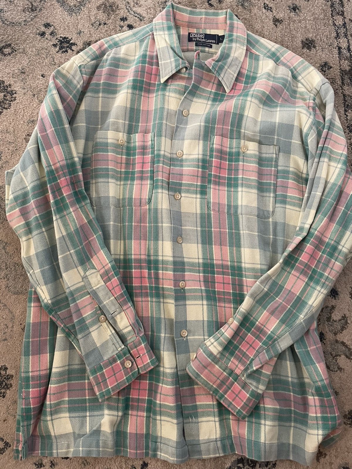 Polo Ralph Lauren × Vintage Vintage Plaid Flannel Chores Shirt Size US L / EU 52-54 / 3 - 2 Thumbnail