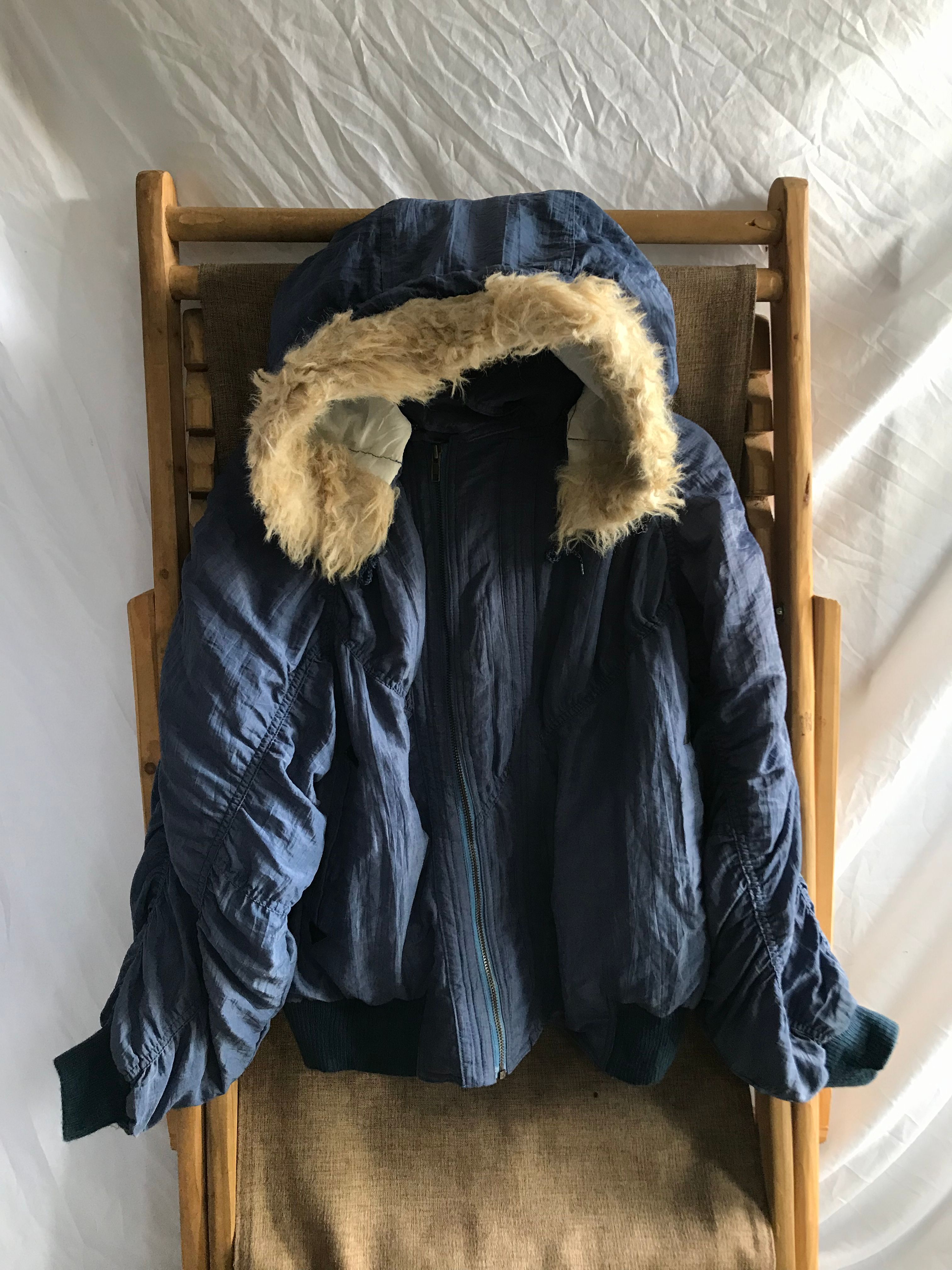 Pre-owned If Six Was Nine X Kmrii Cambri Mode Fur Hooded Bomber Jacket In Blue