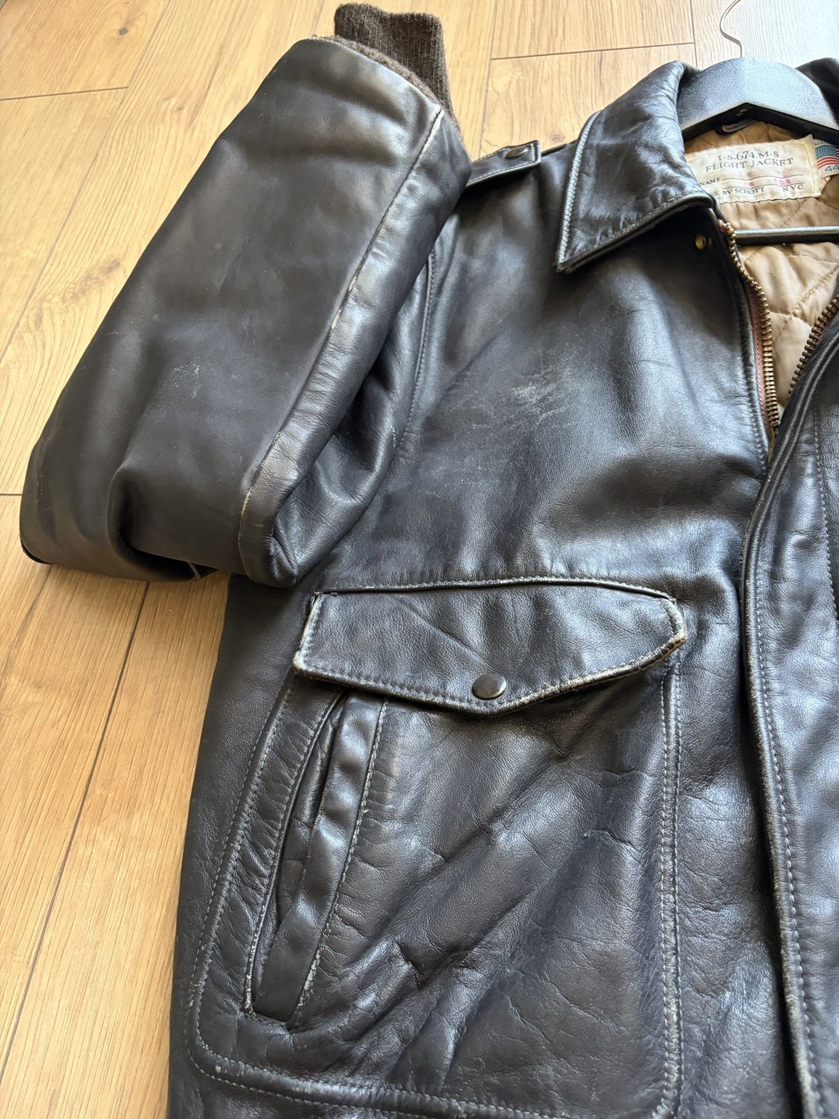 Schott 🇺🇸Schott USA is 674 ms Flight Leather Bomber Jacket Size US L / EU 52-54 / 3 - 9 Thumbnail