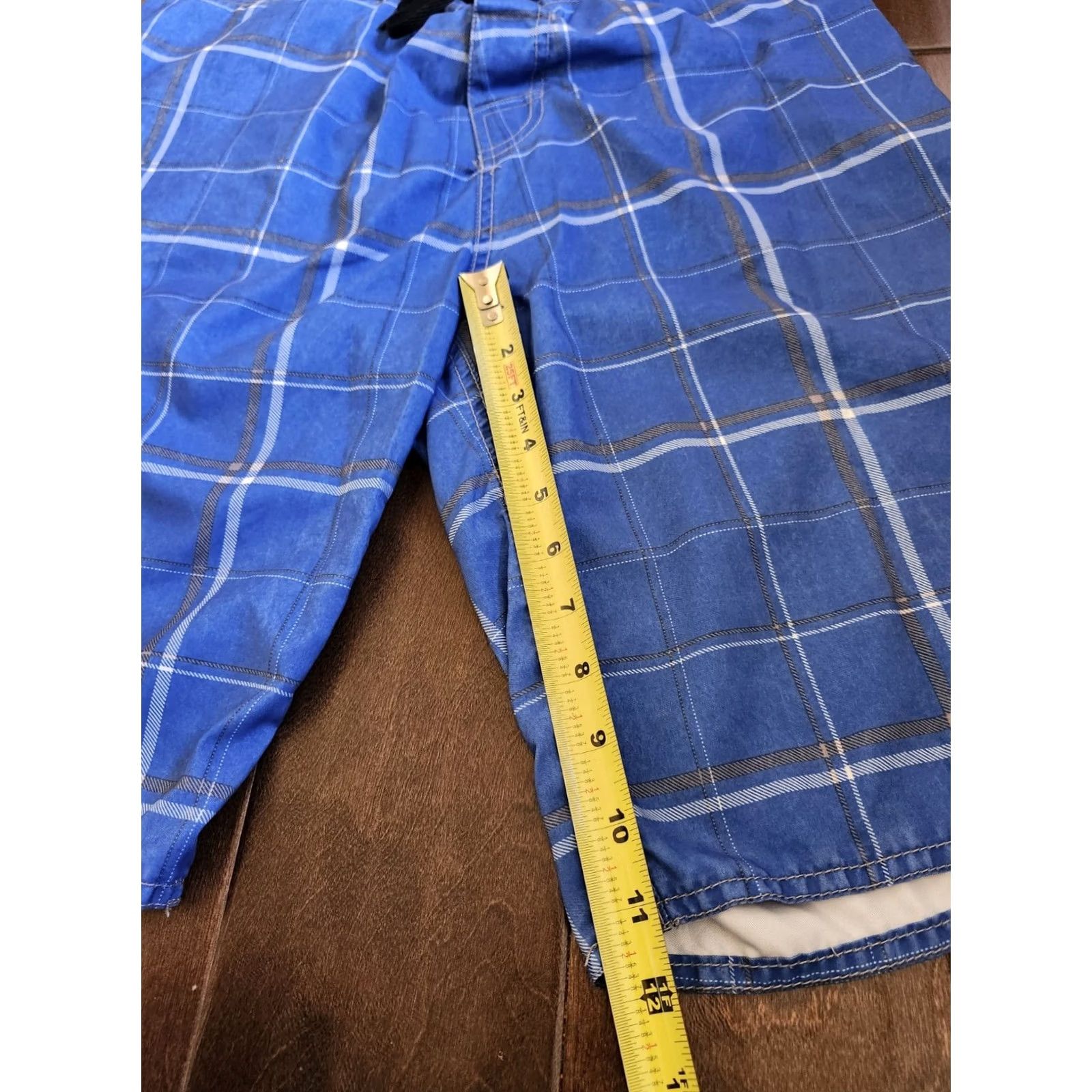 Vintage Nonwe Men's Blue Swim Trunks Shorts - Size 32 - Trunks - Pockets, Drawstring - 100% Polyester - Regular - Men Size US 32 / EU 48 - 7 Thumbnail